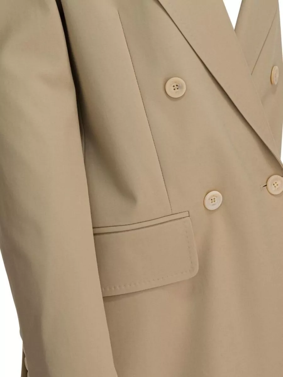 Max Mara Double Breasted Jacket Buttoned Cuffs Lapels In Nude