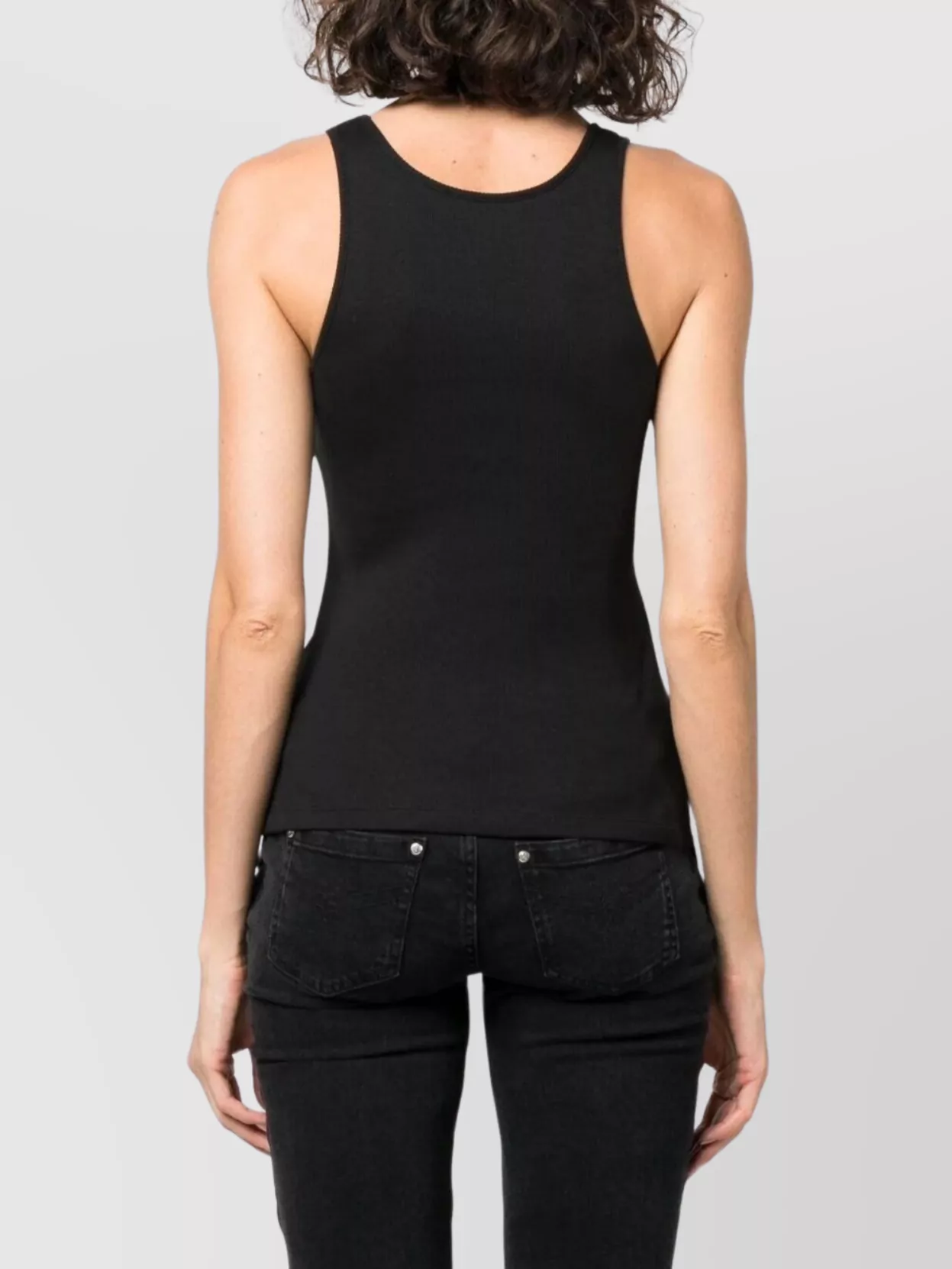 Blumarine Signature Sleeveless Scoop Neck Ribbed Top