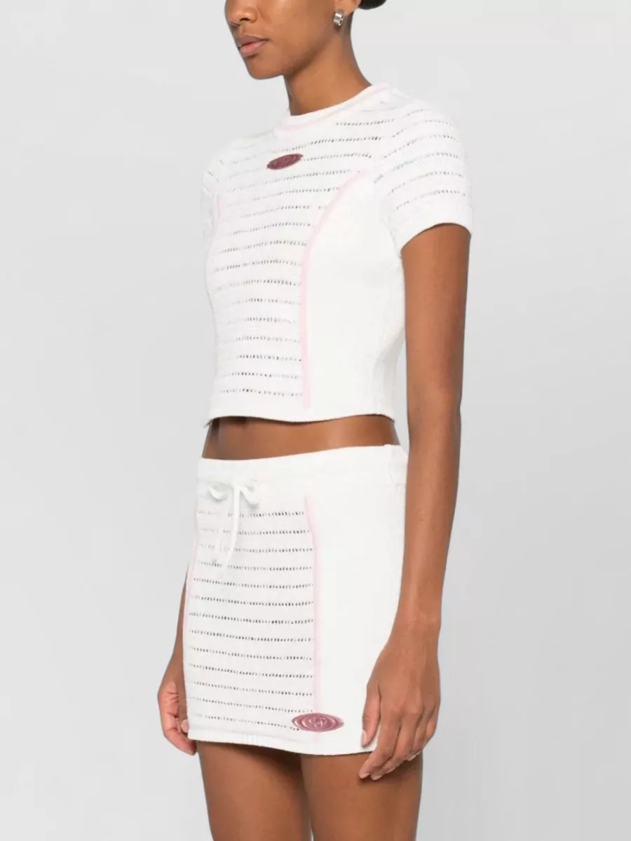 Casablanca Cropped Logo-Trim Knitted Top