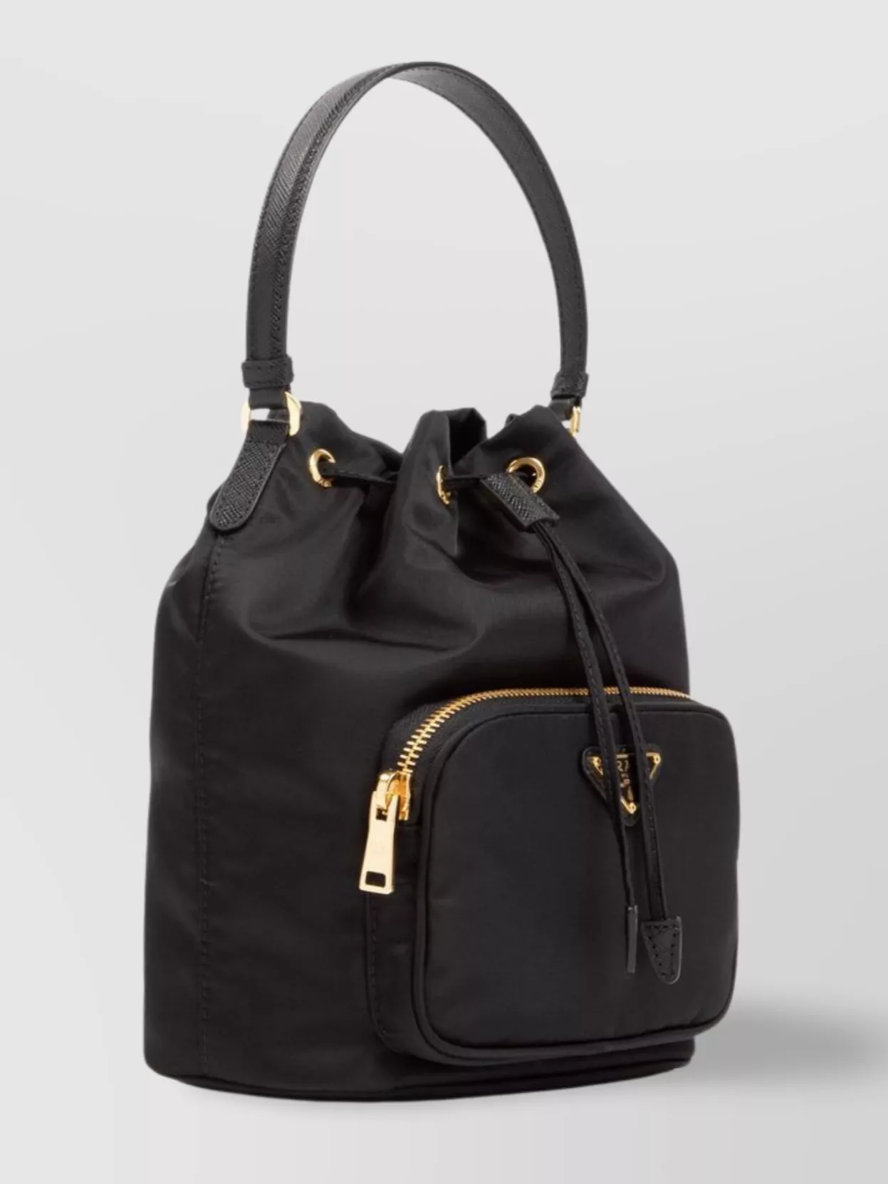 Prada Nylon Bucket Bag Leather Strap