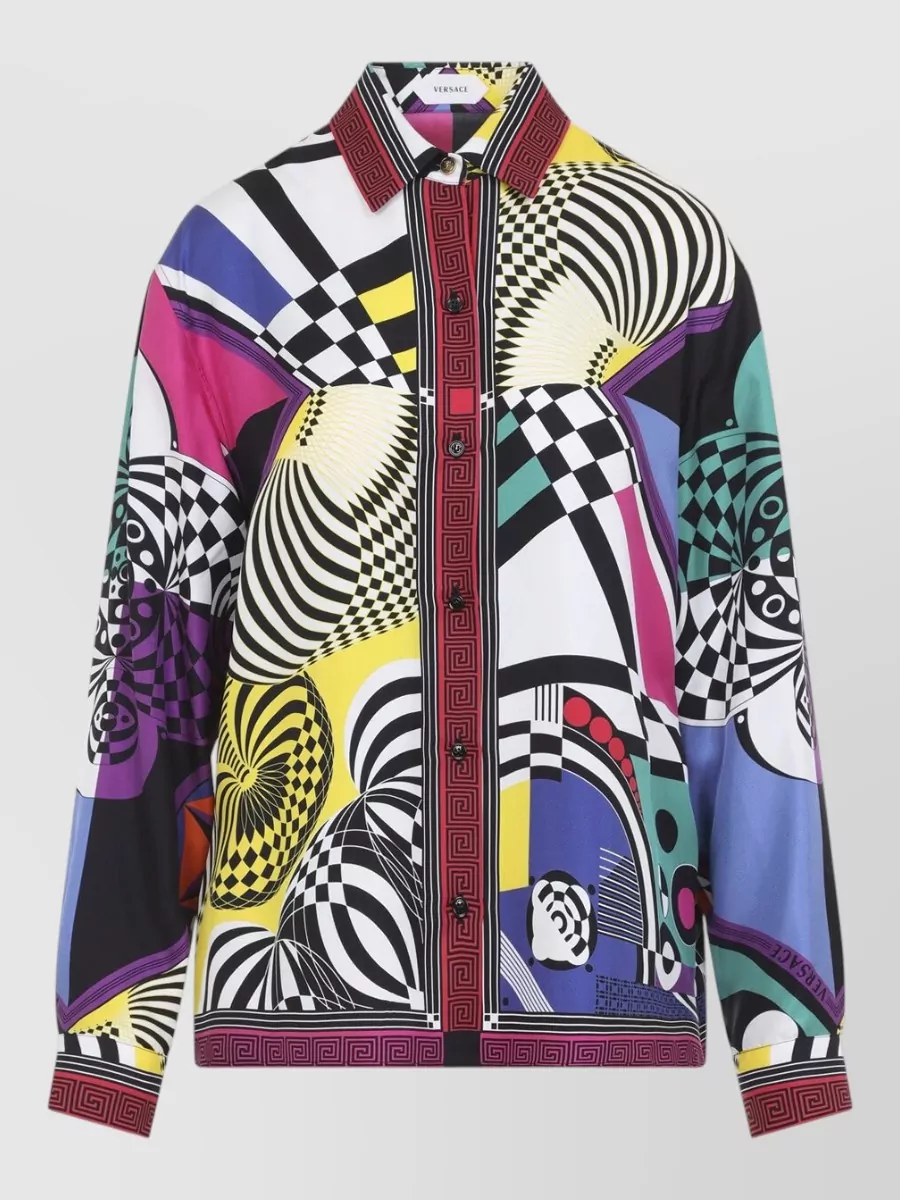 Versace silk printed long-sleeve shirt