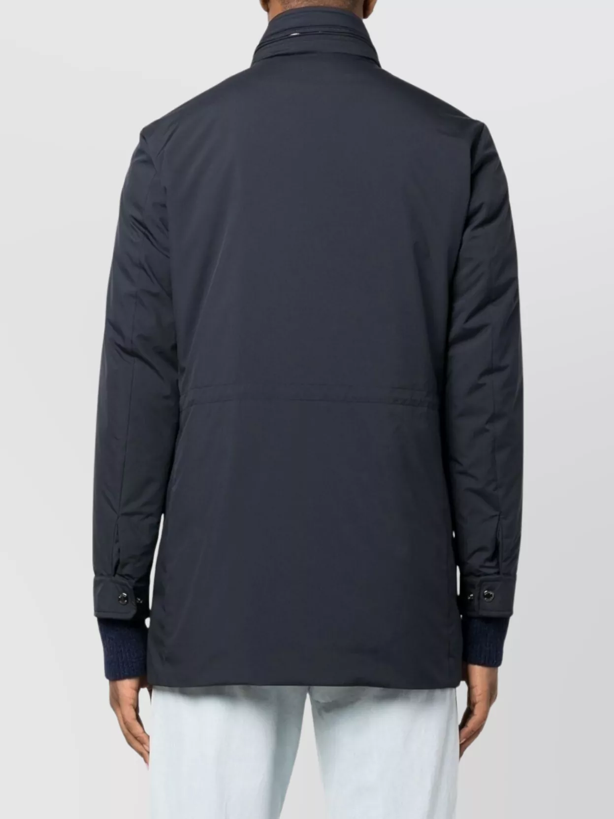 Moorer Wool Parka With High Neck And Side Pockets In Blue