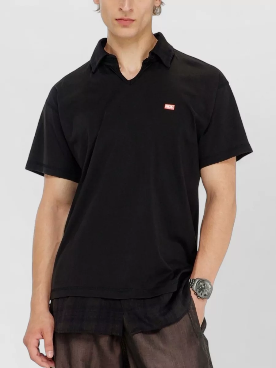 Diesel Checked Flannel Trim Polo Shirt