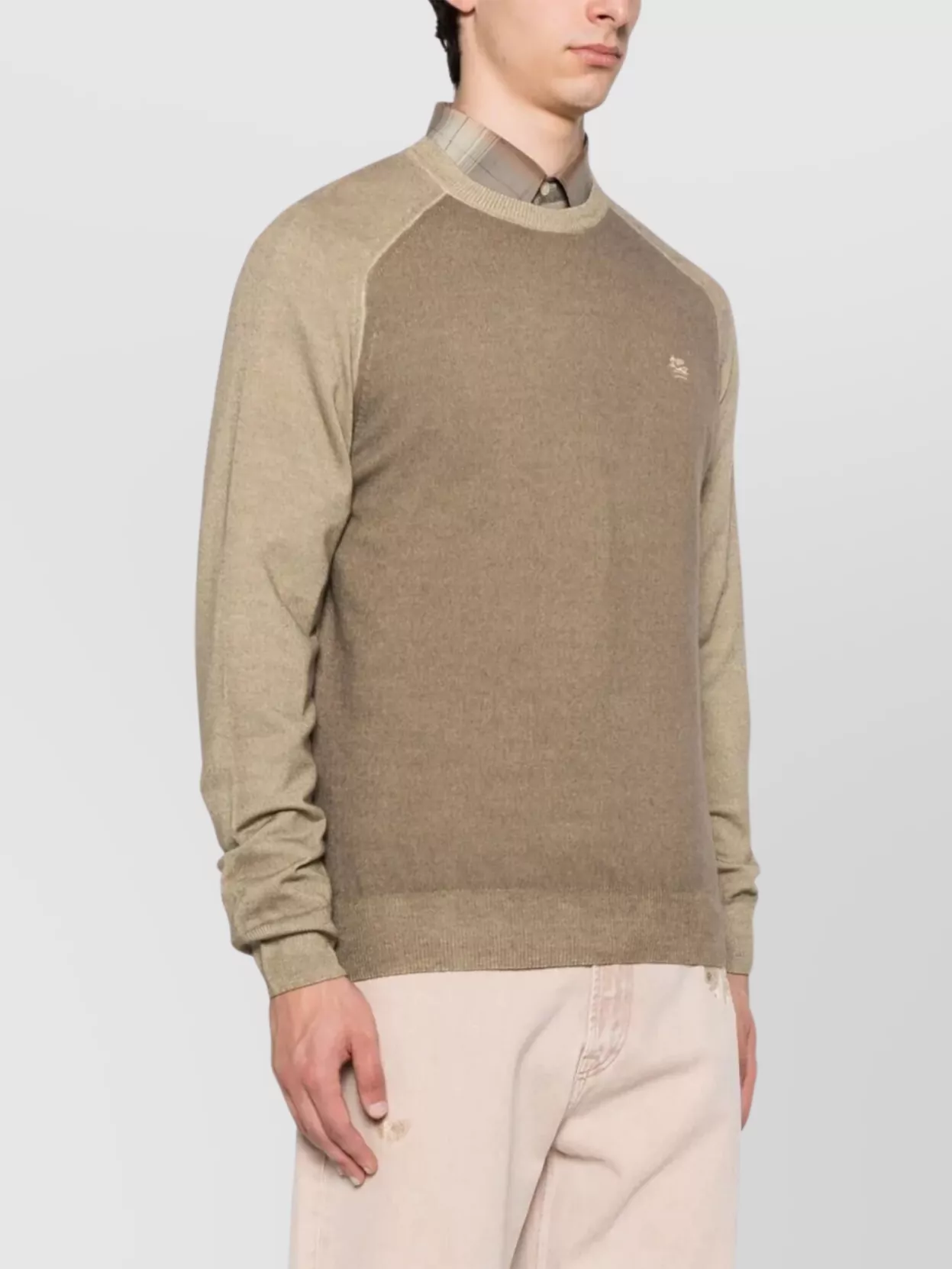 Etro Two-Tone Crew Neck Wool Pullover