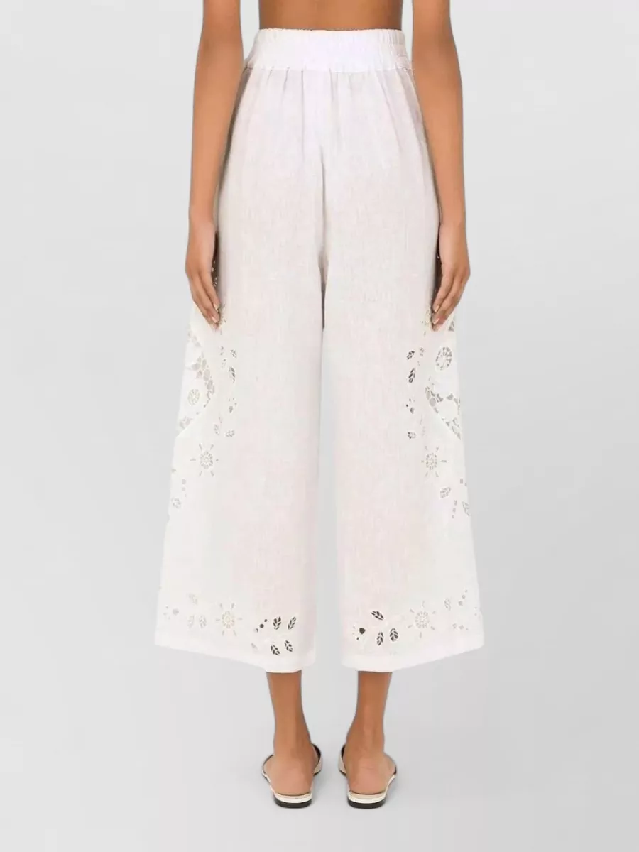 Dolce&Gabbana Embroidered Cutout Linen Wide Leg Shorts
