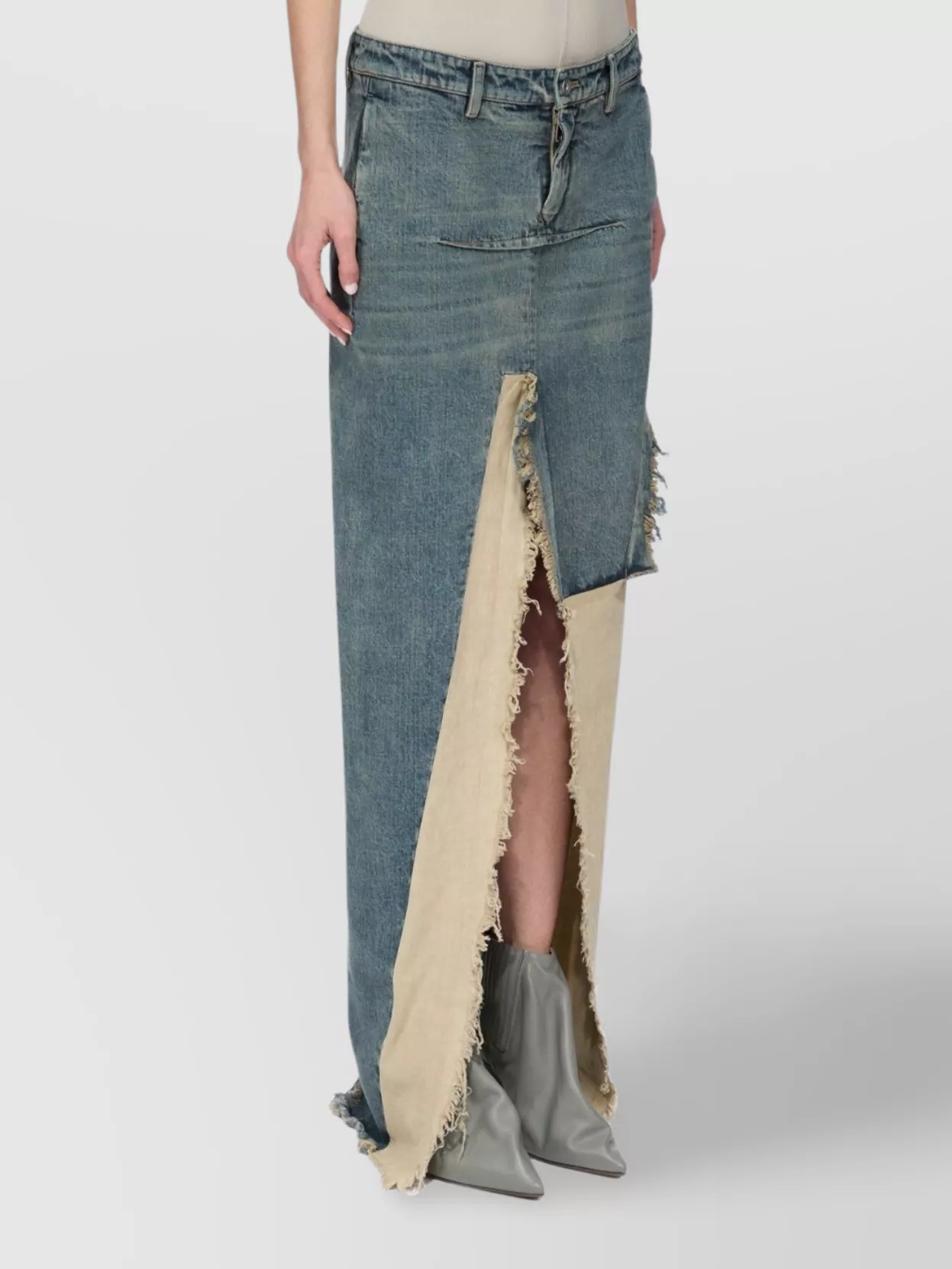Rick Owens Women's Asymmetric Denim Skirt Slits