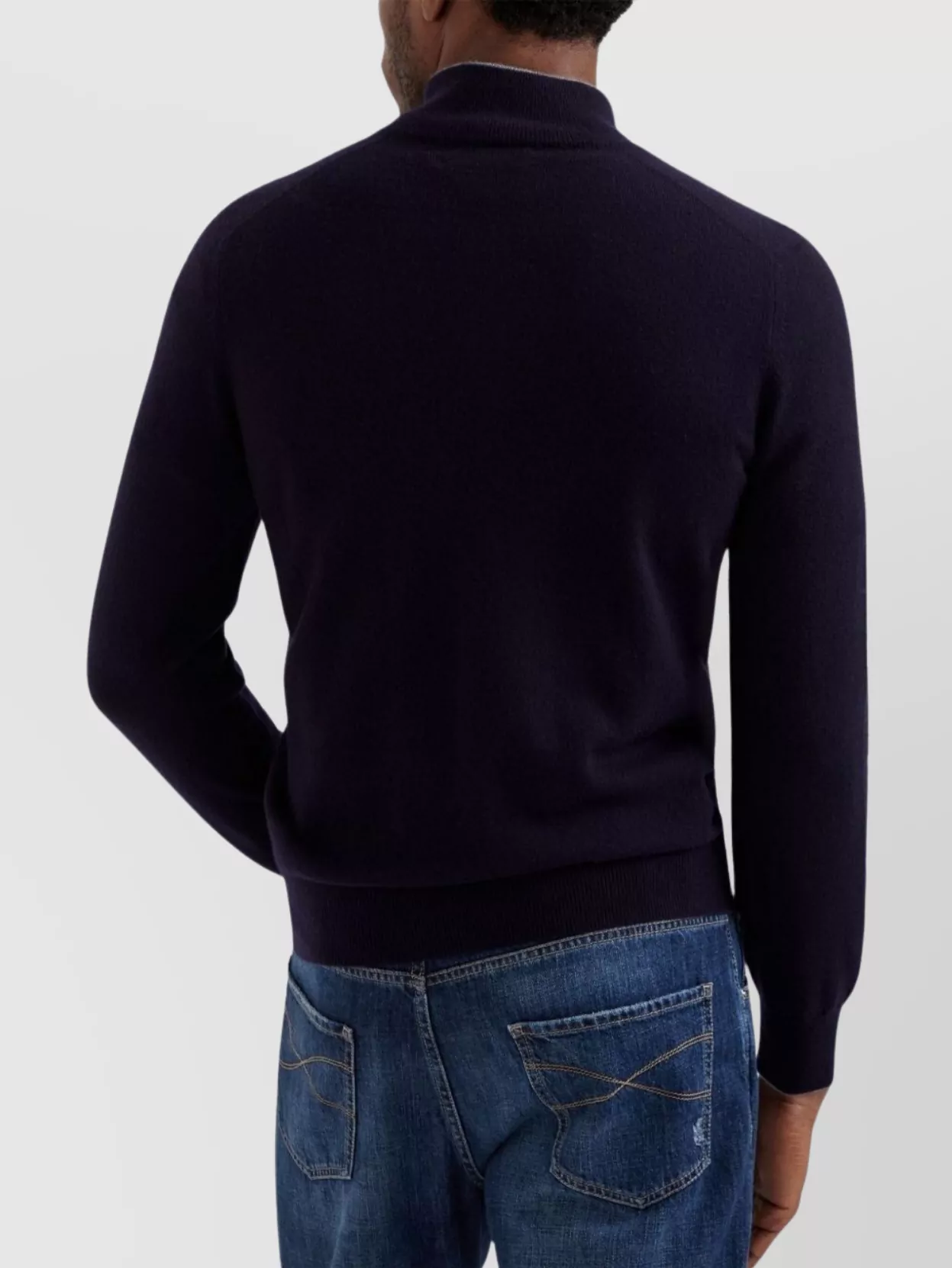 Brunello Cucinelli Ribbed High-Neck Cashmere Knit Sweater