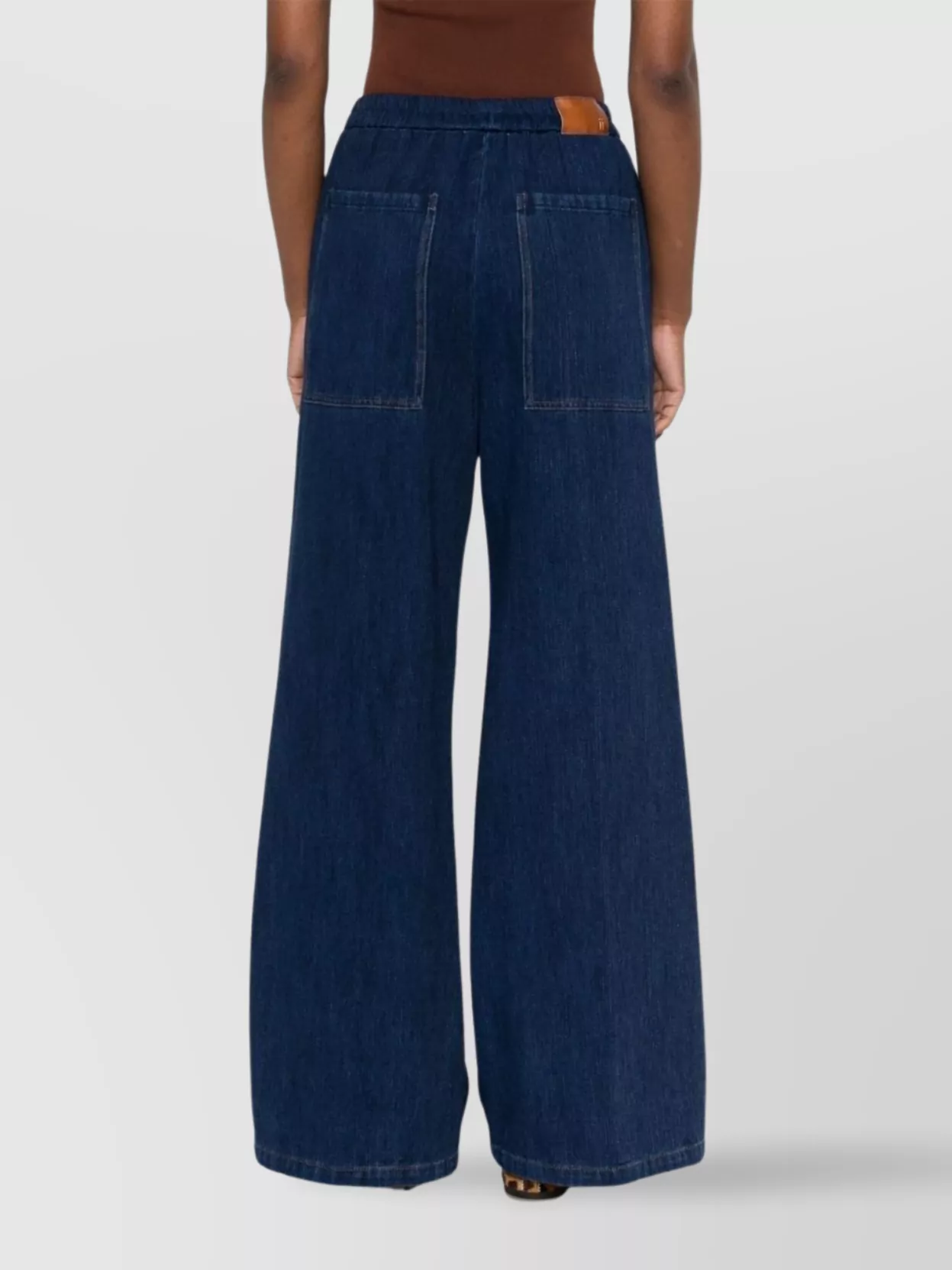 Shop Forte Forte Wide-leg Denim Trousers With Elasticated Waistband
