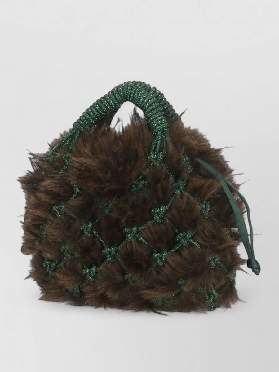 Kurt Geiger Strass Fur Shoulder Bag Dual Handles Charm