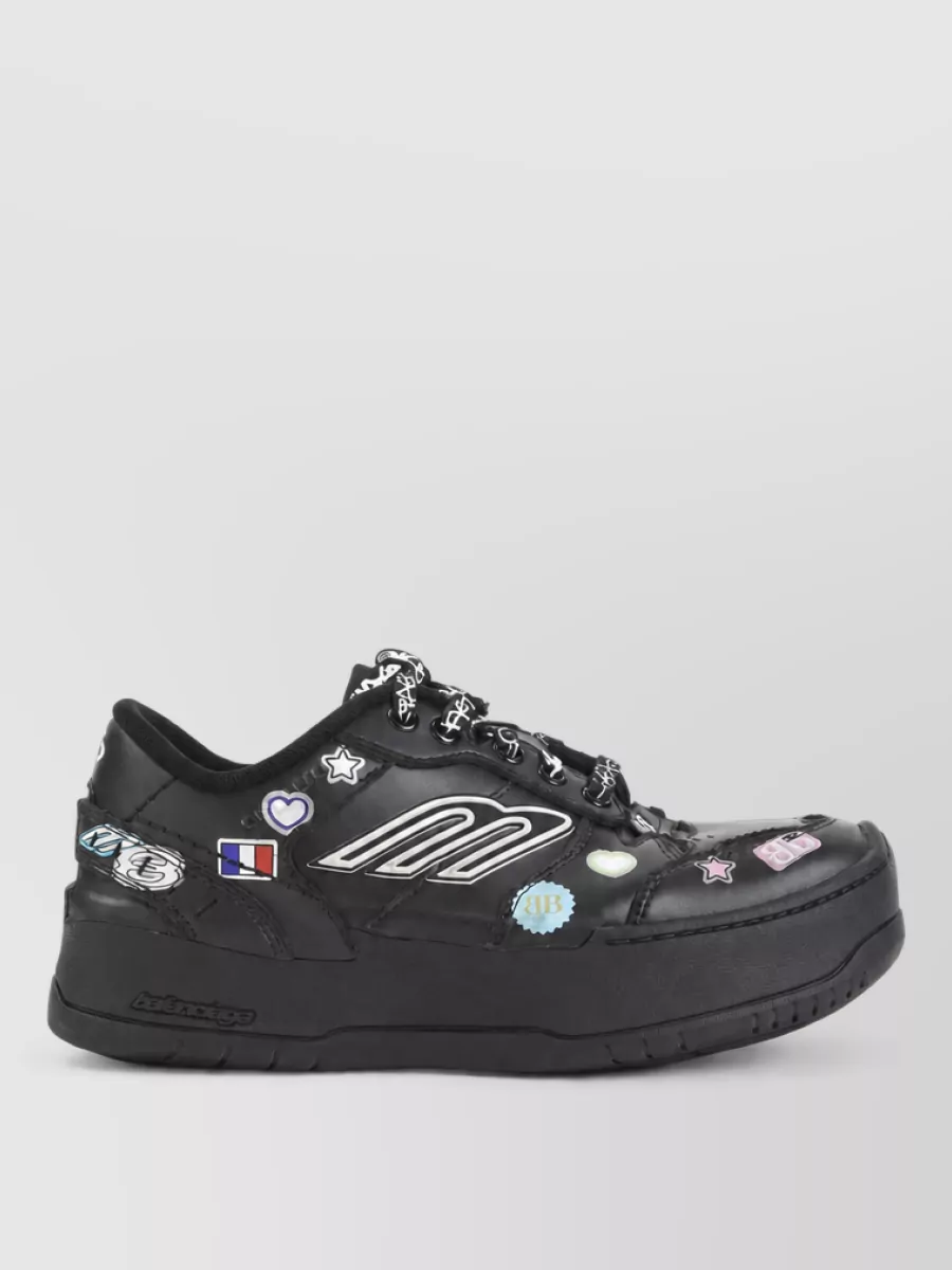 Balenciaga Leather Printed Platform Low-Top Sneakers