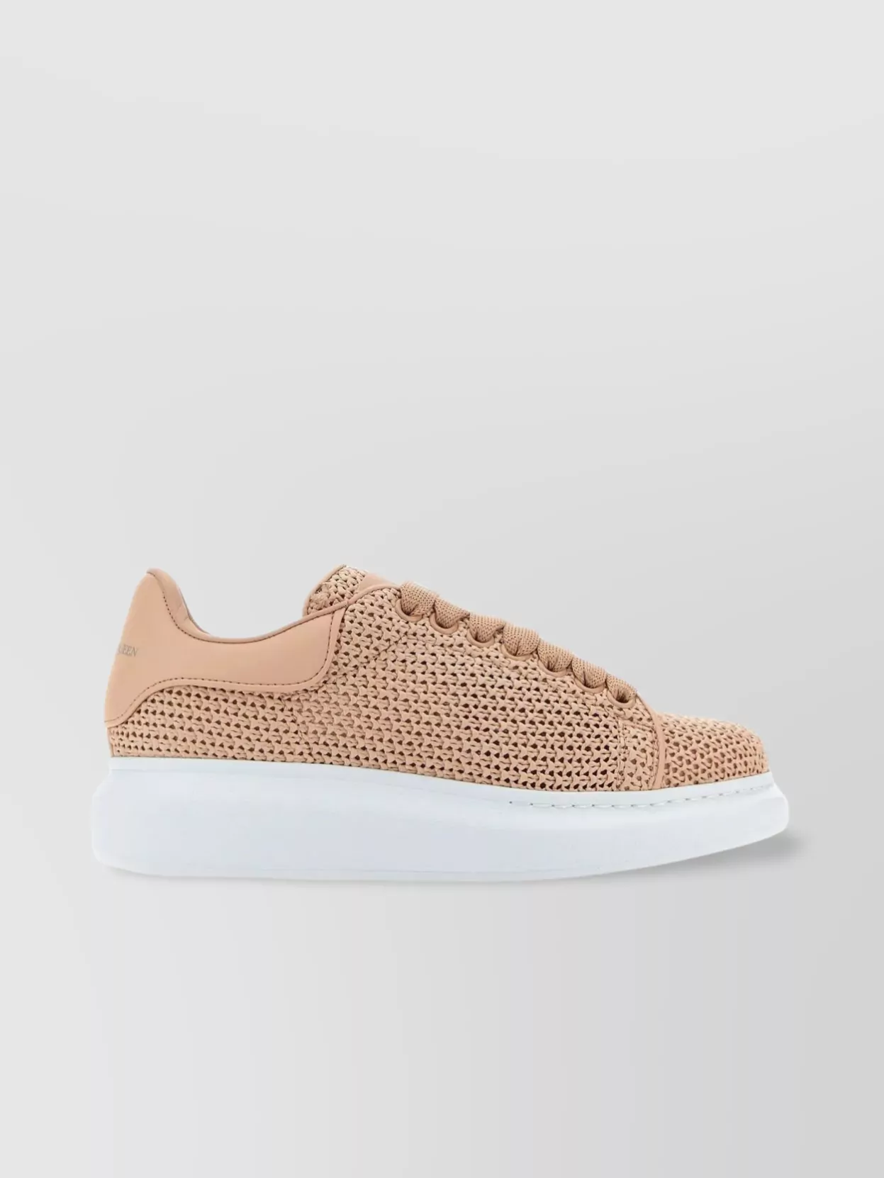 Shop Alexander Mcqueen Oversize Sole Sneakers With Crochet And Leather In Cream
