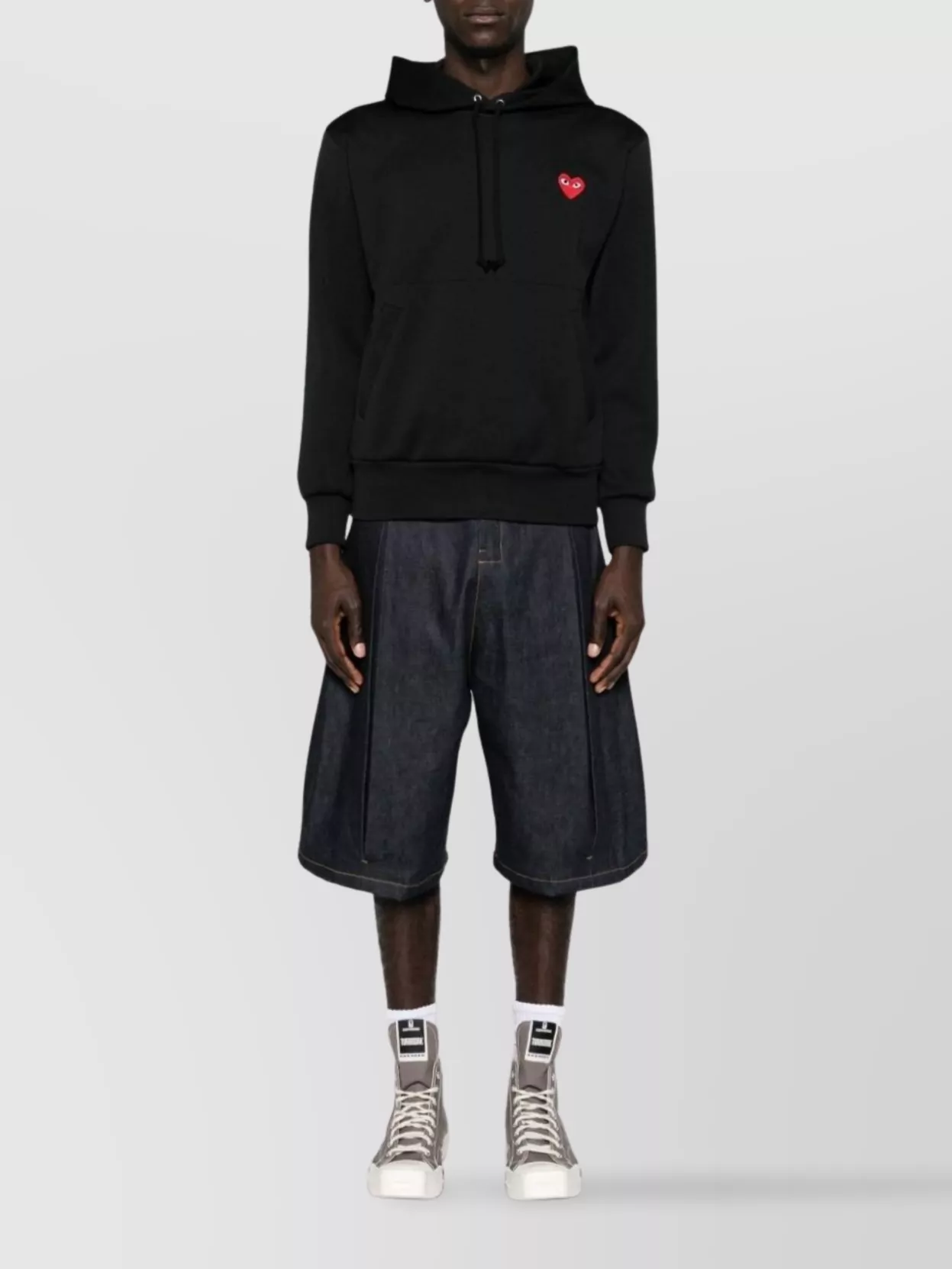 Comme Des Garçons Logo Cotton Hoodie With Drawstring Hood