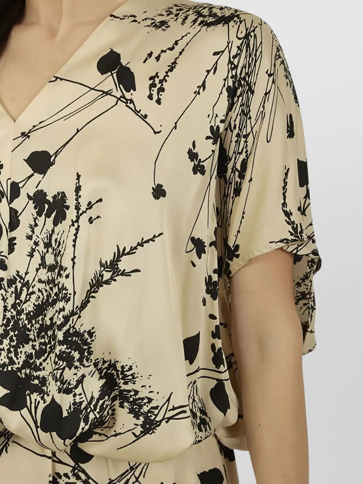 Semicouture Floral Midi Dress With V-Neck And Short Sleeves