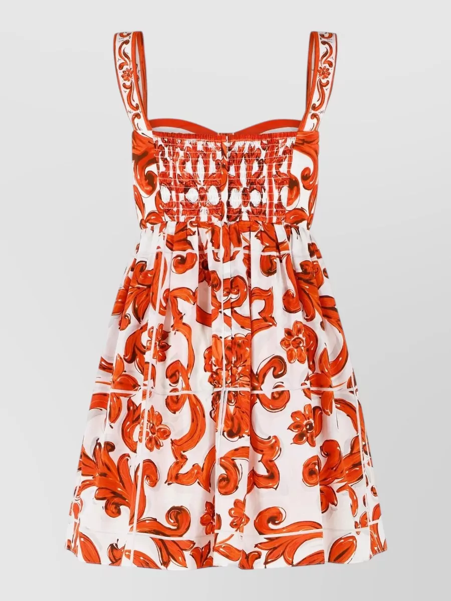 Dolce&Gabbana Cotton Majolica-Print Bustier Mini Dress
