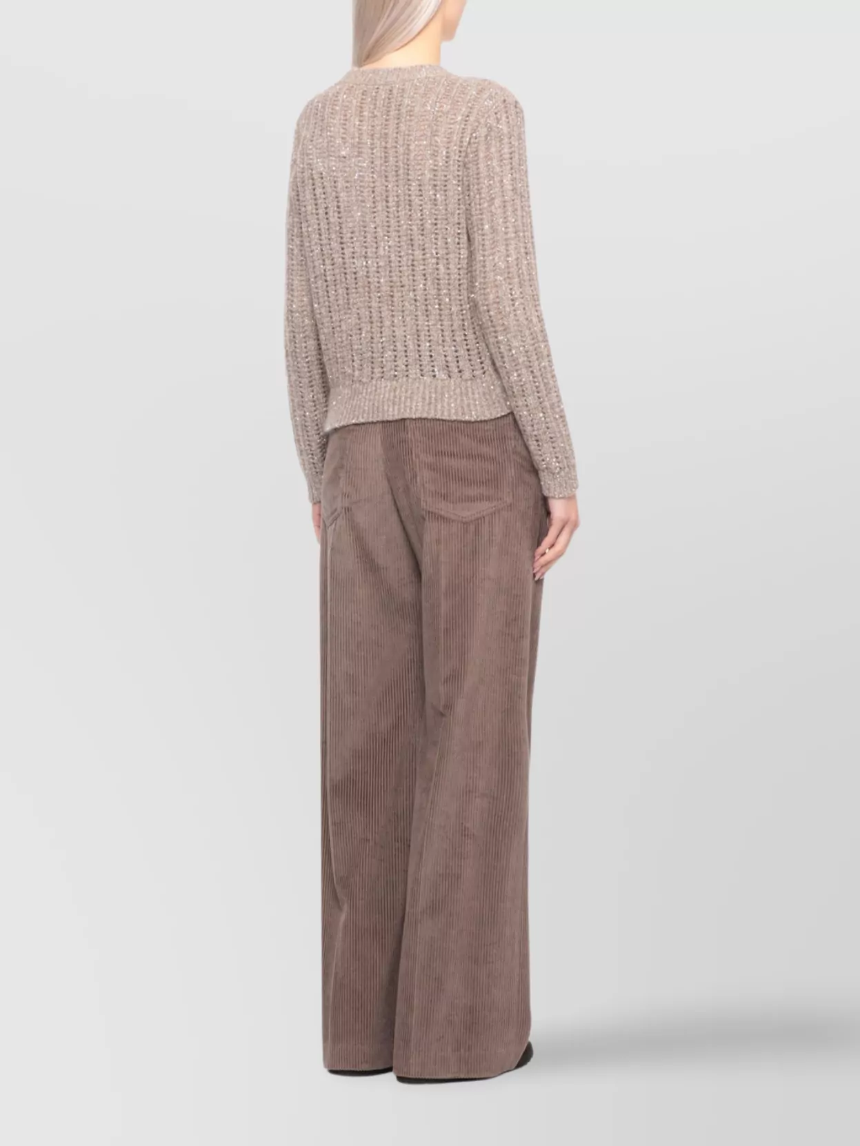 Brunello Cucinelli Sequin Embellished Knit Sweater In Neutral