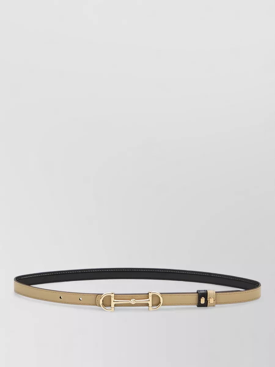 Gucci Reversible Skinny Belt Featuring Horsebit Detail