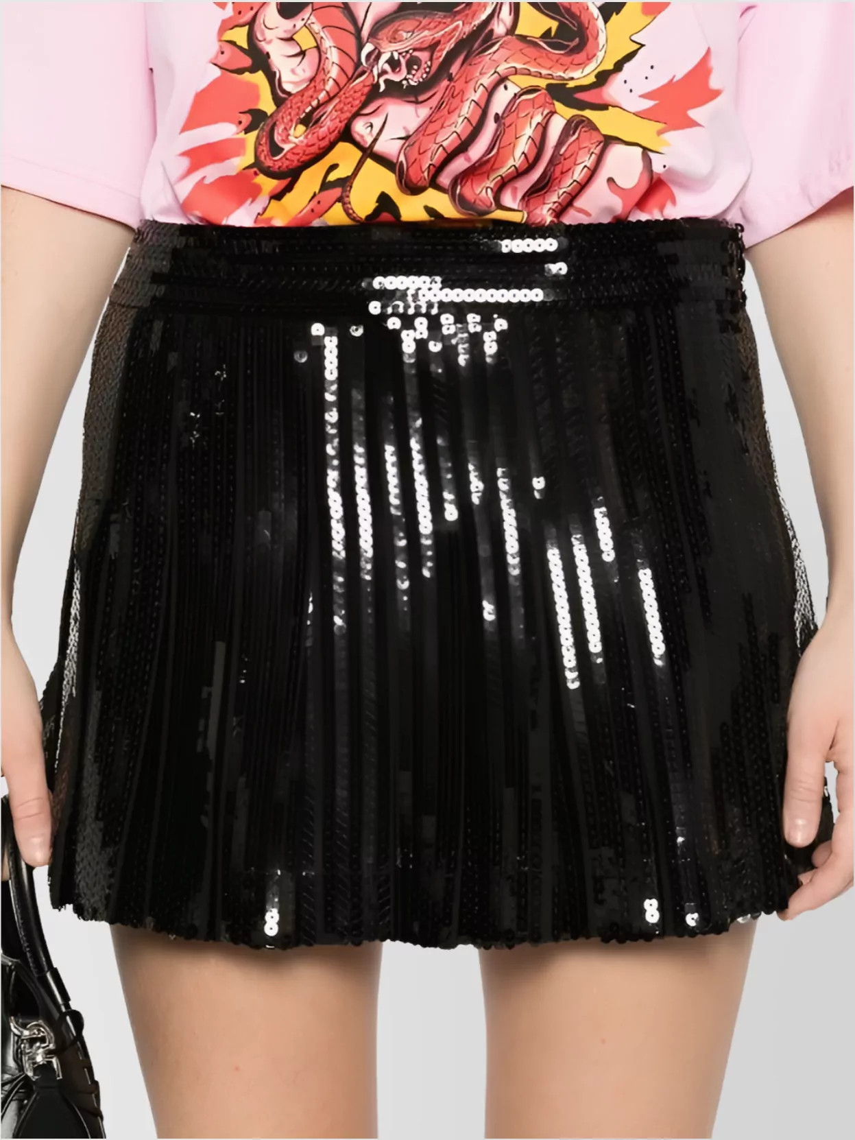 Parosh Sequin Embellished Knife-Pleat Mini Skirt