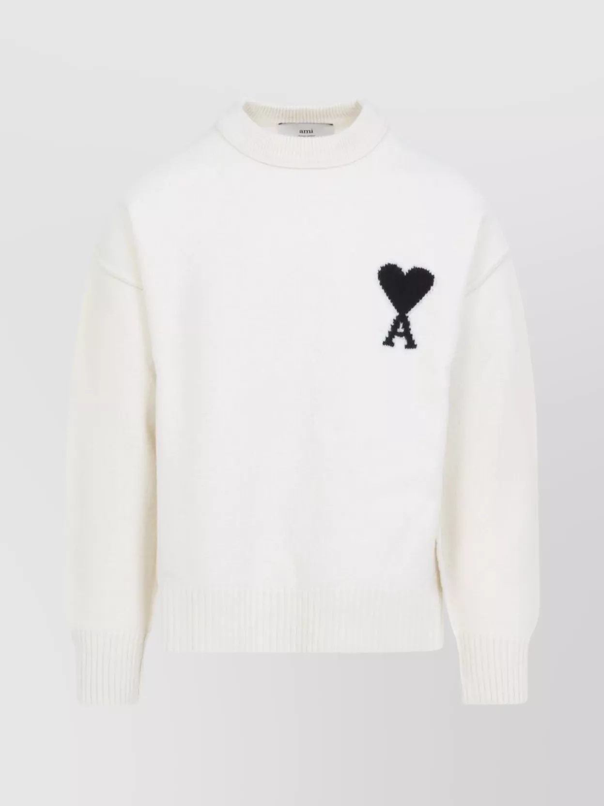 Ami Paris Ribbed Crewneck Sweater With Cuffs And Hem