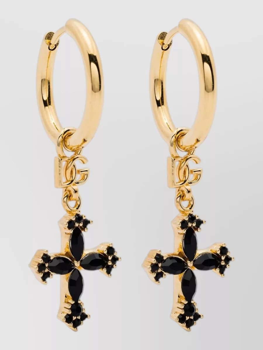 Dolce&Gabbana rhinestone cross pendant hoop earrings