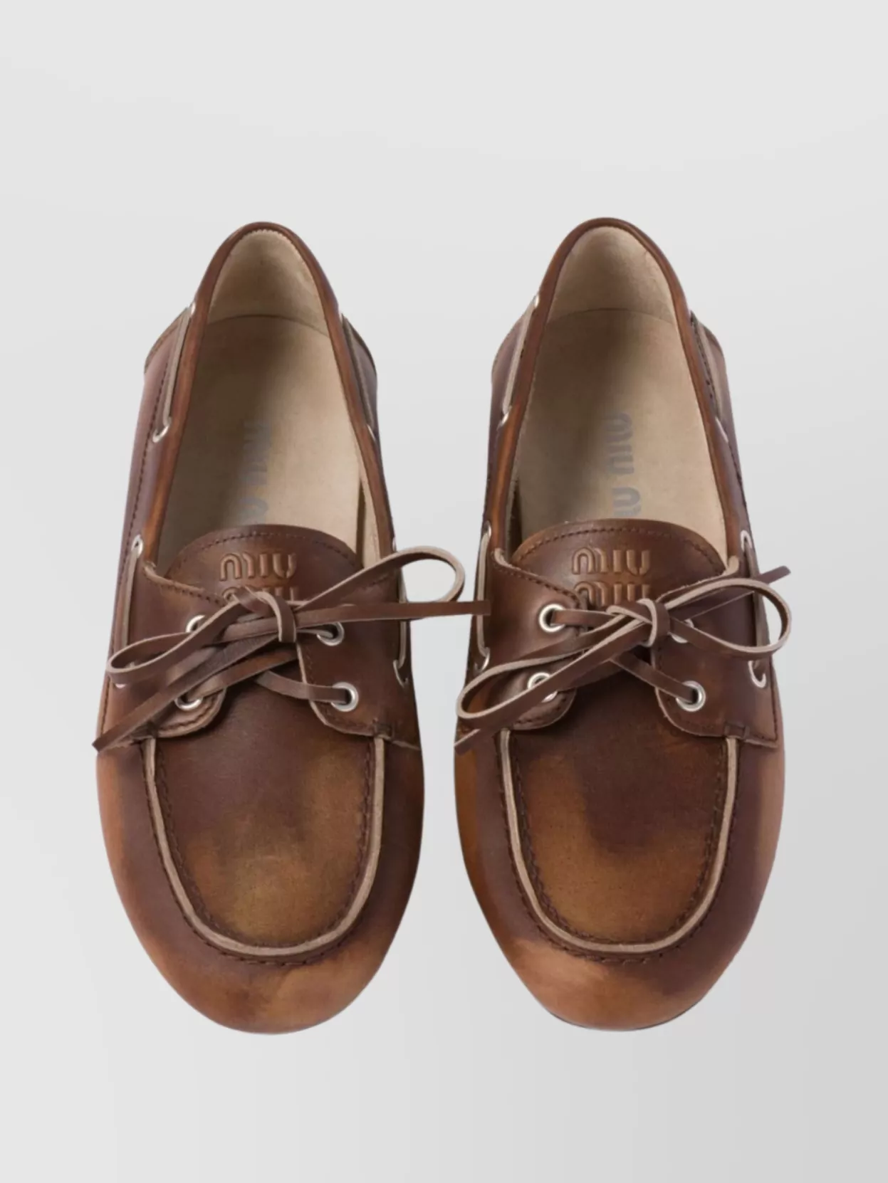 Miu Miu Leather Loafers Lace Detail