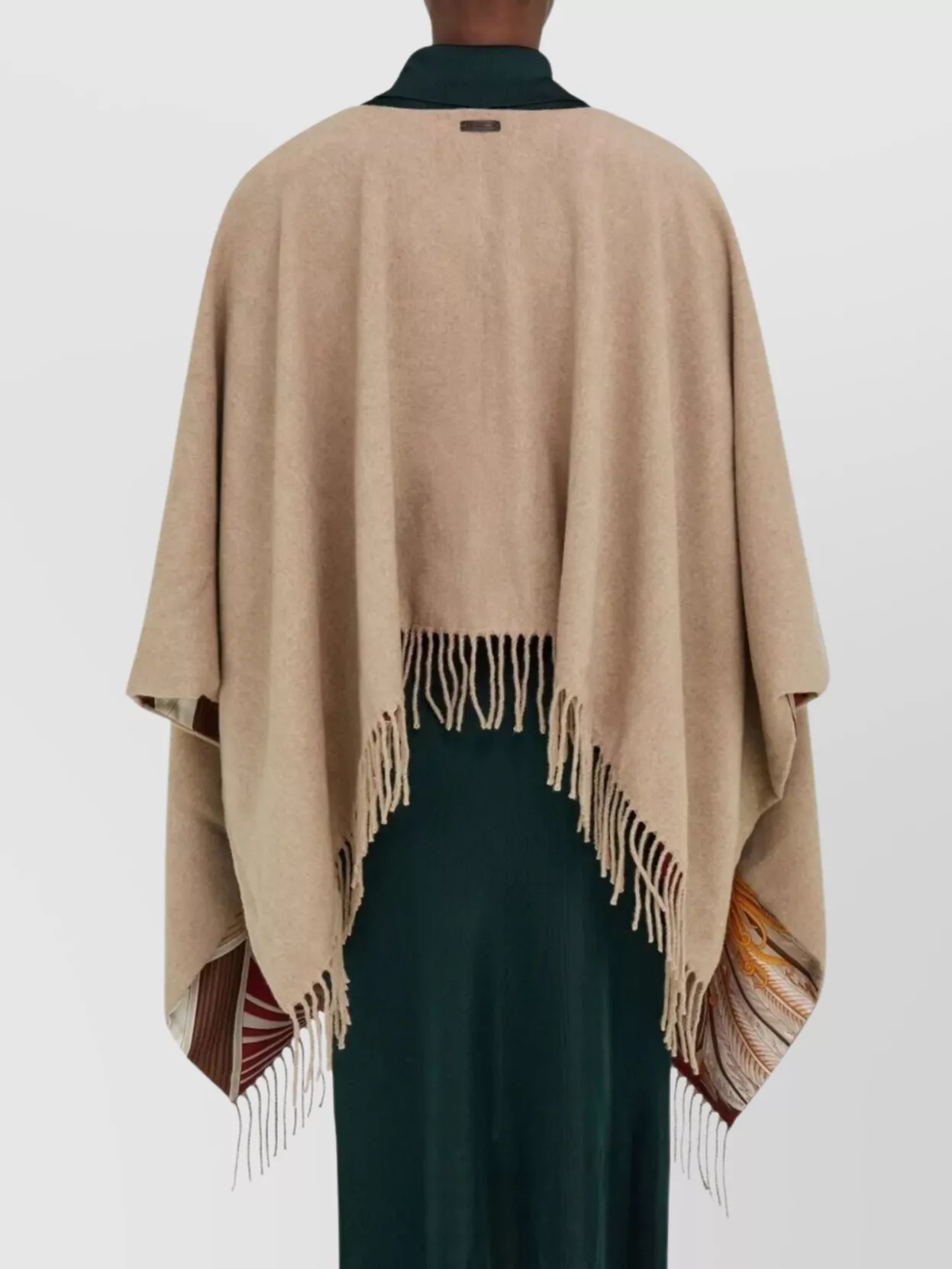 Ferragamo Cashmere And Giada Print Silk Reversible Cape