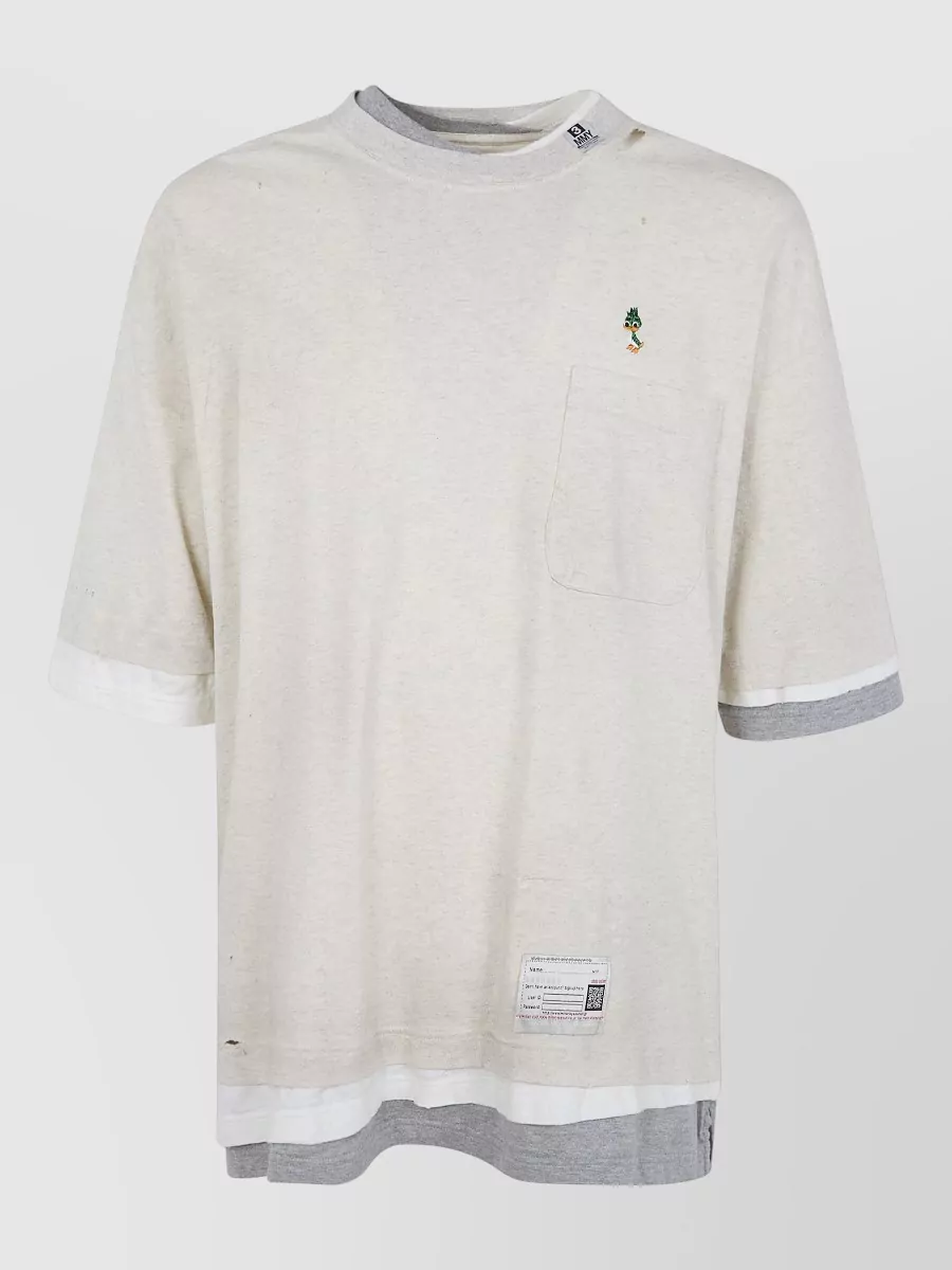 Maison Mihara Yasuhiro Layered Hem T-Shirt Chest Pocket Detail