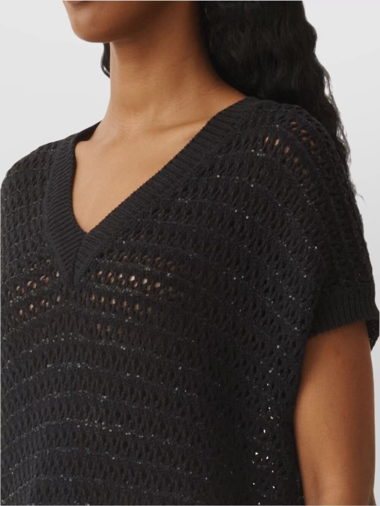 Fabiana Filippi V-Necked Top Knit Sequin Embellishment