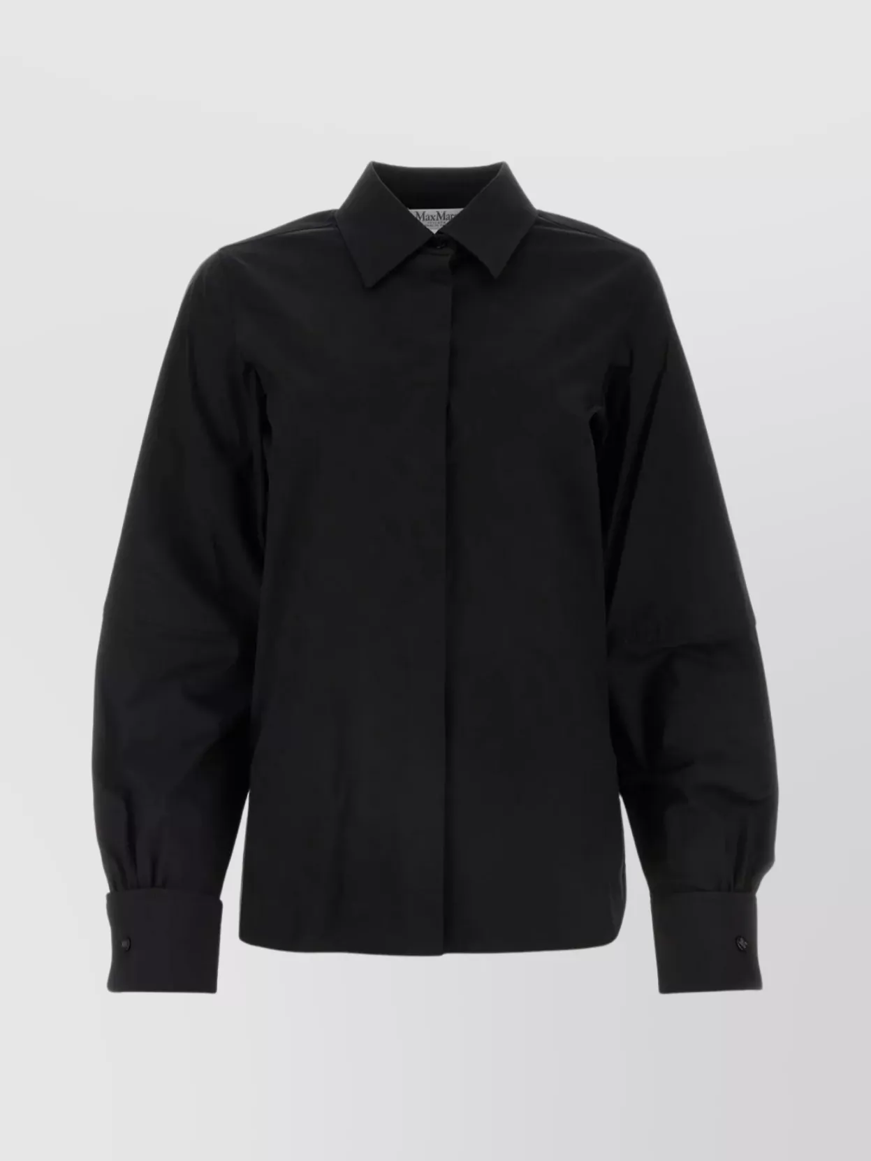 Max Mara Camicia Pagina In Popeline Stretch Nero Donna