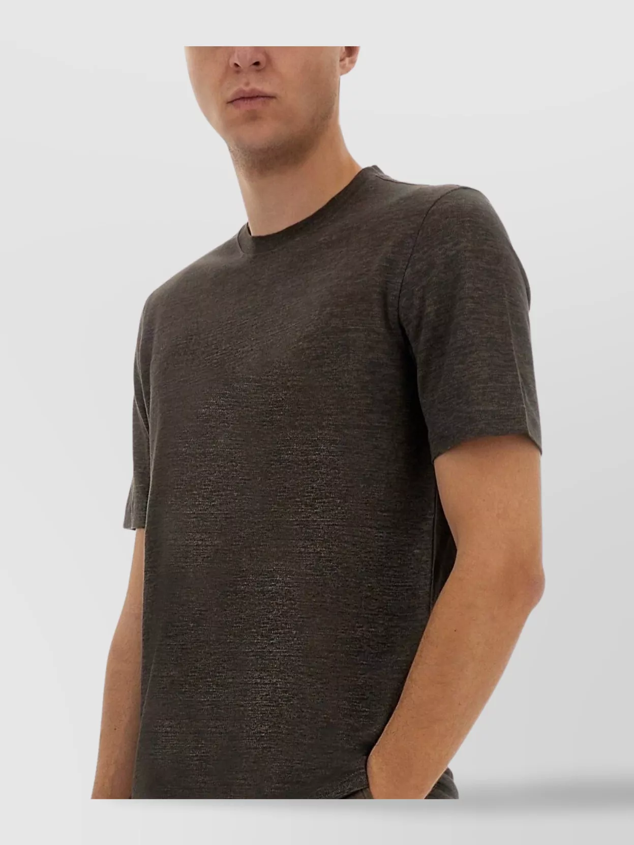 Shop Zegna Plain Pattern Crew Neck Linen T-shirt