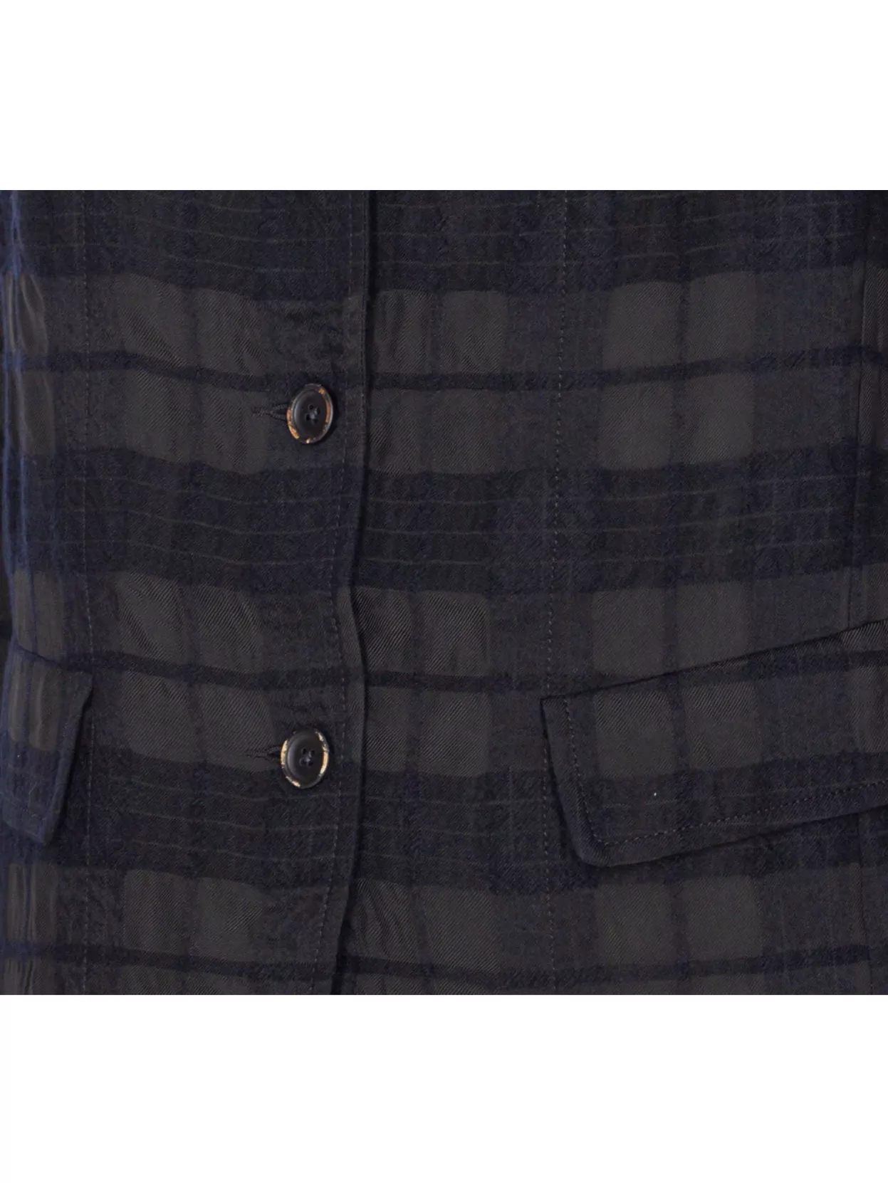 Uma Wang Check Pattern Longline Jacket V-Neck