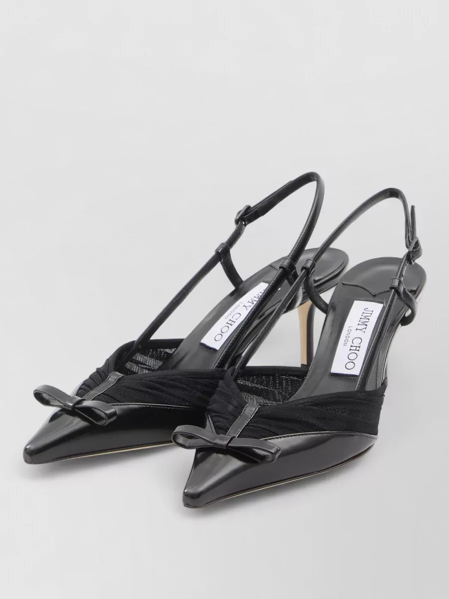 Jimmy Choo Afia Mesh Slingback Pumps Bow Detail