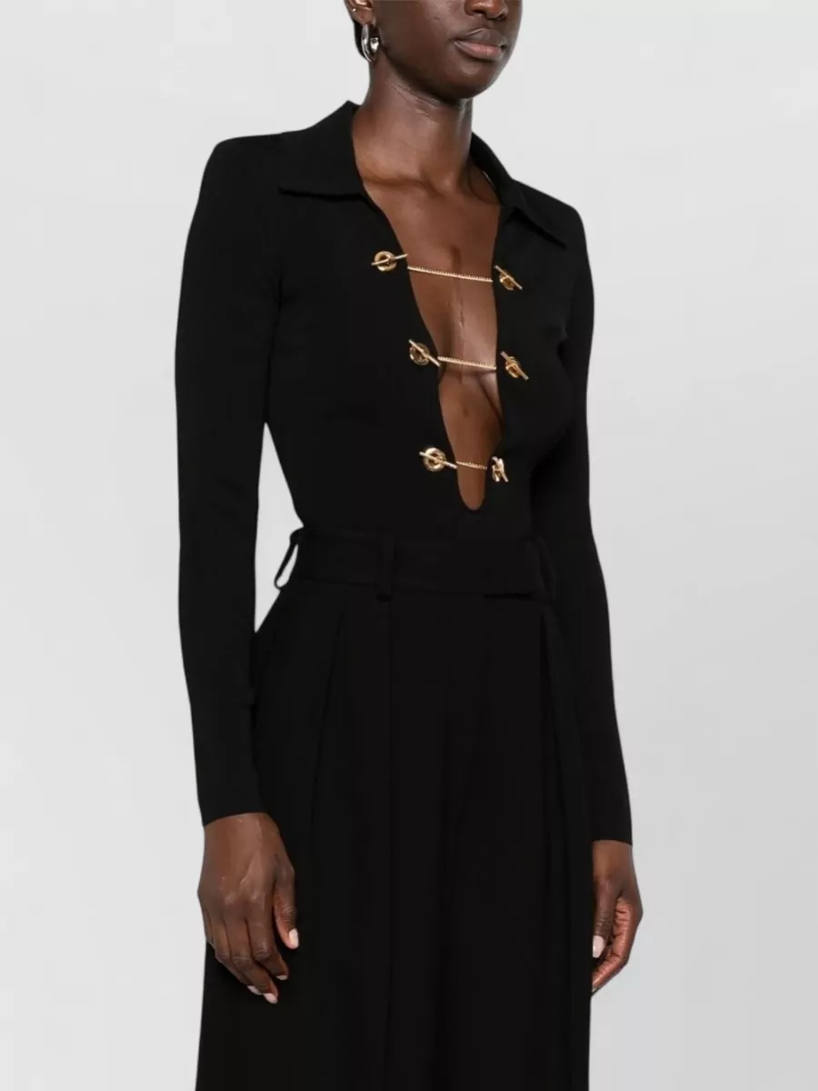 Elisabetta Franchi Ribbed Cutout Bodysuit