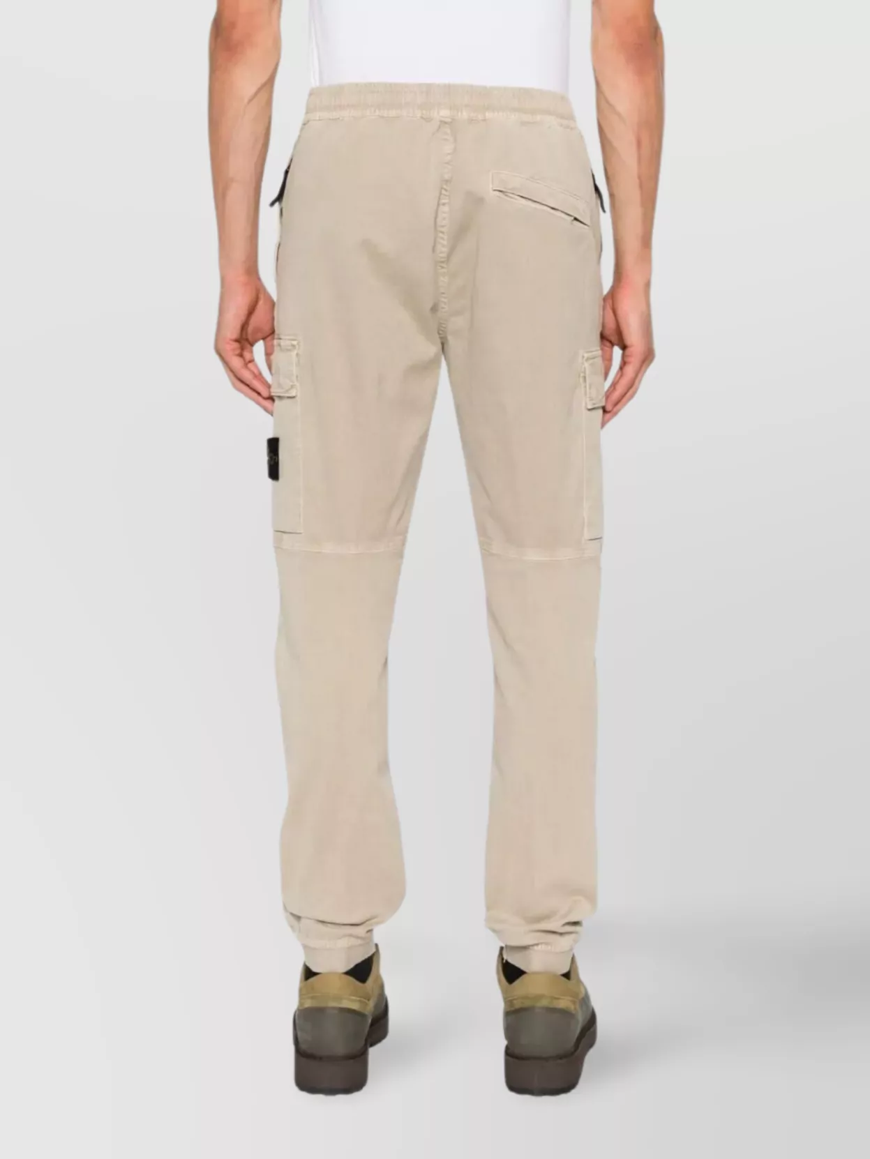 Stone Island Tapered Fit Cotton Cargo Pants With Elasticated Waistband