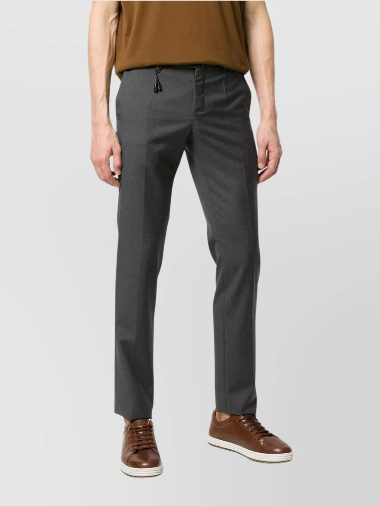 Incotex Trousers With Tassel Detail And Pockets In Gray