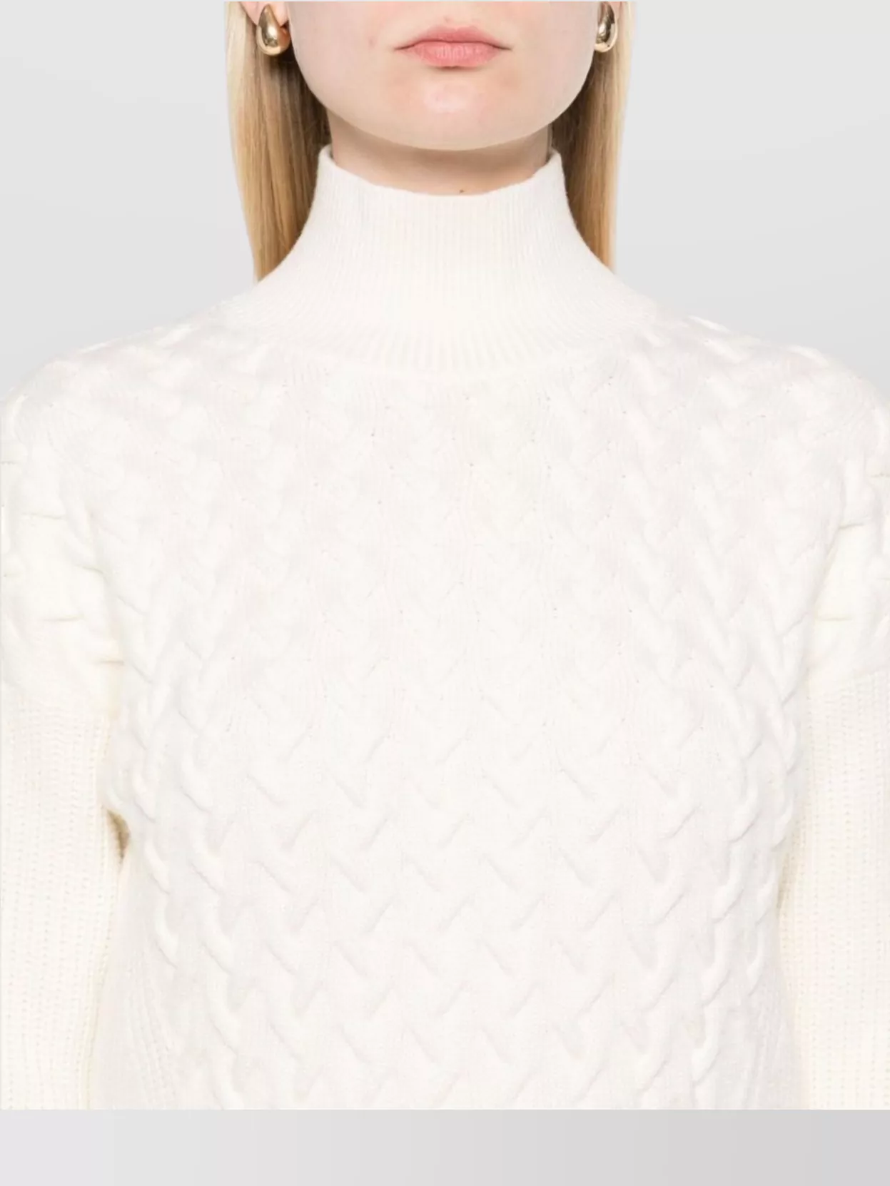 Herno High Neck Long Sleeve Cable Knit Sweater