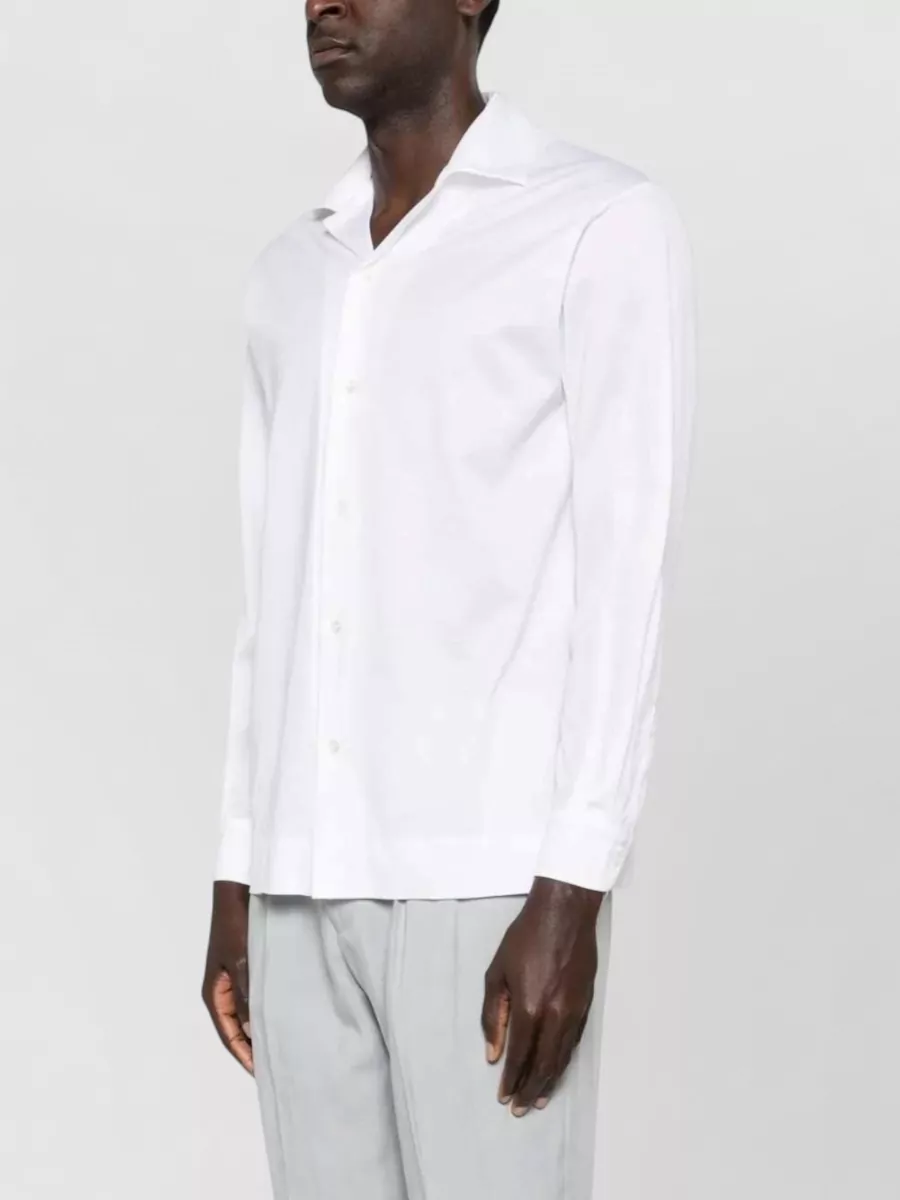 Lardini Cotton Mandarin Collar Long-Sleeve Shirt