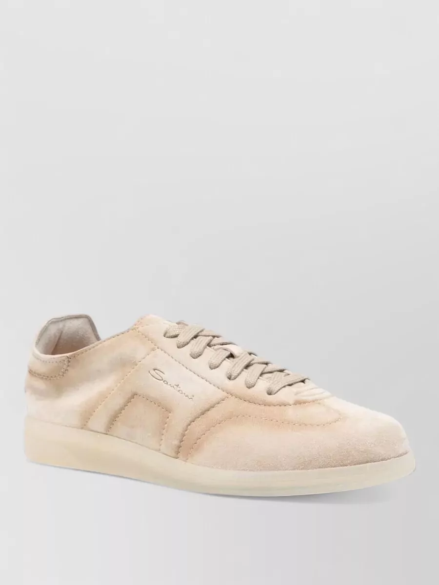 Santoni Leather Lace-Up Sneakers