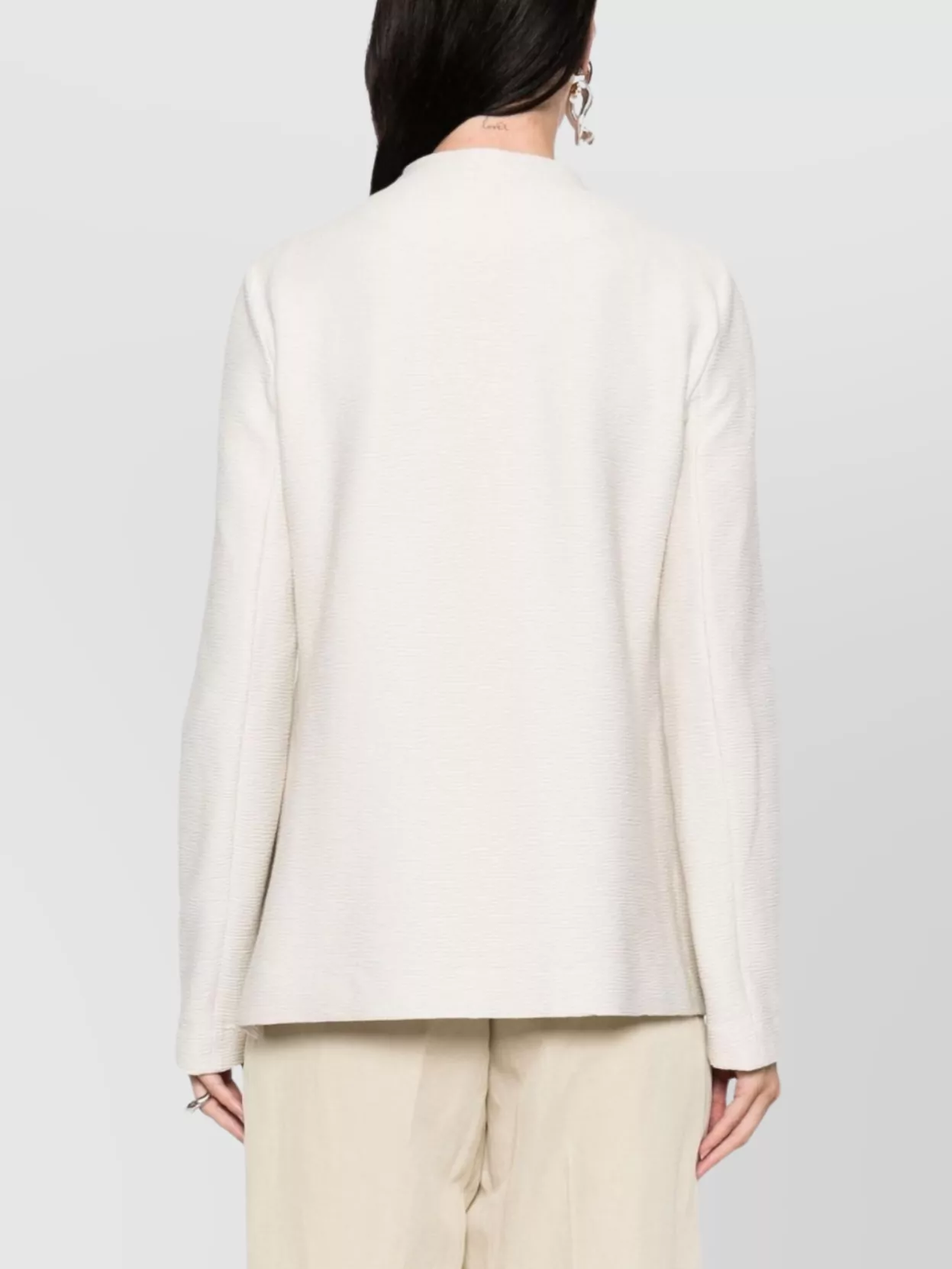 Emporio Armani Textured Fabric Single-Breasted Jacket With Mandarin Collar