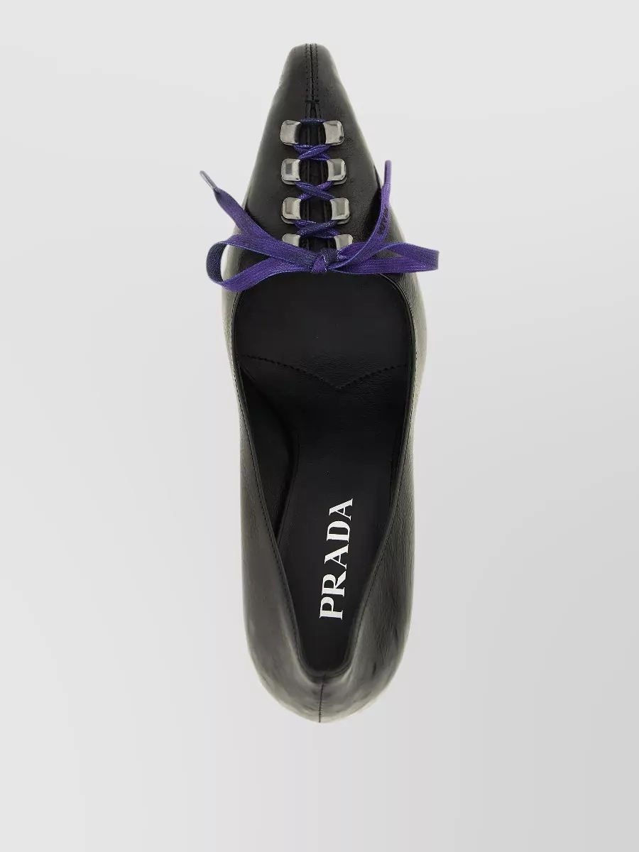 Prada Leather Lace-Up Pumps