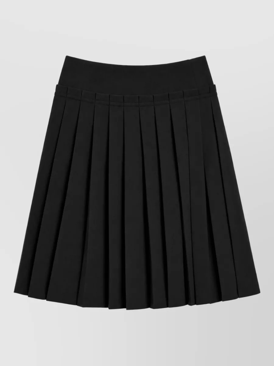 Ami Paris Virgin Wool Midi Pleated Skirt