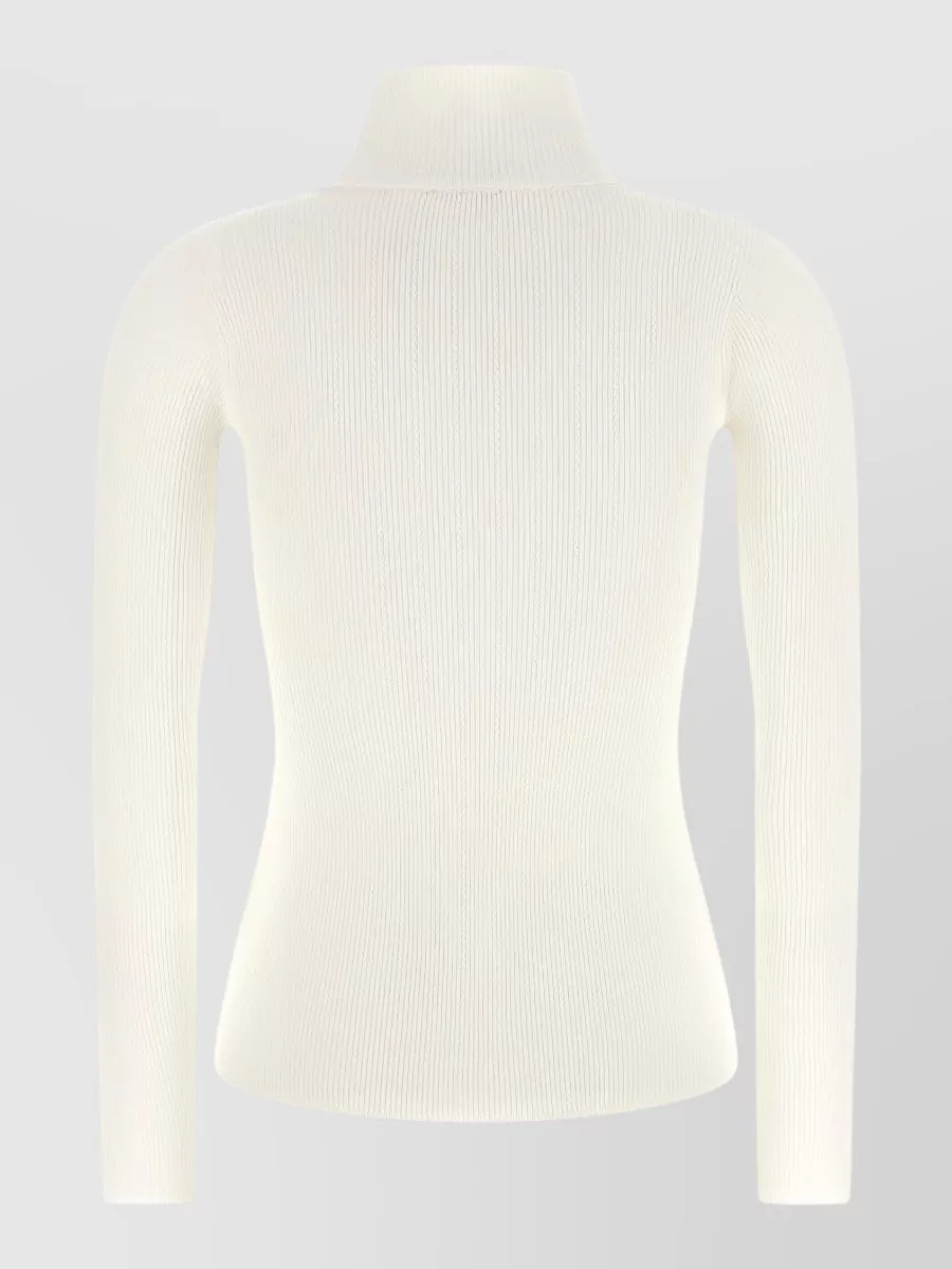 Elisabetta Franchi Silk Ribbed Turtleneck Long-Sleeve Top
