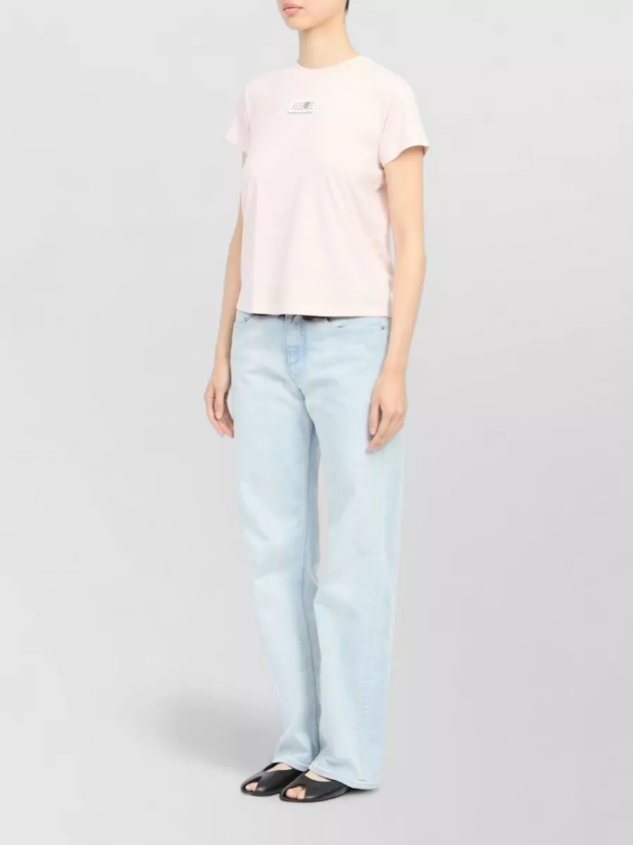 Mm6 Maison Margiela Silk Blend Crew Neck Short Sleeve Top