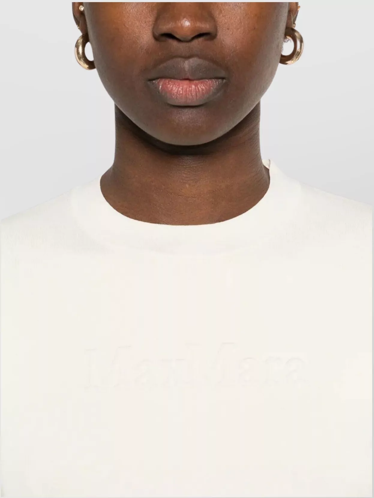 Max Mara Ivory Stretch Viscose Blend T-shirt In White