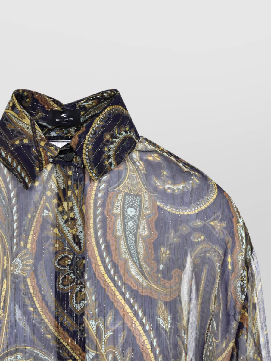 Etro Silk Paisley-Print Long-Sleeve Blouse