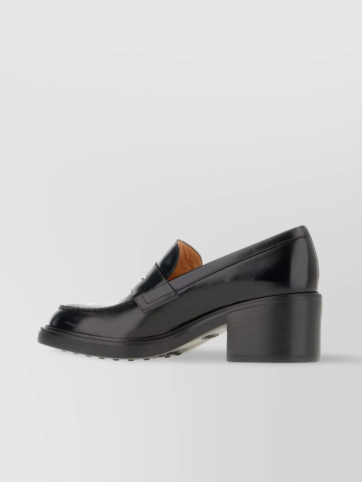 Tod's Leather Block Heel Loafers With Round Toe