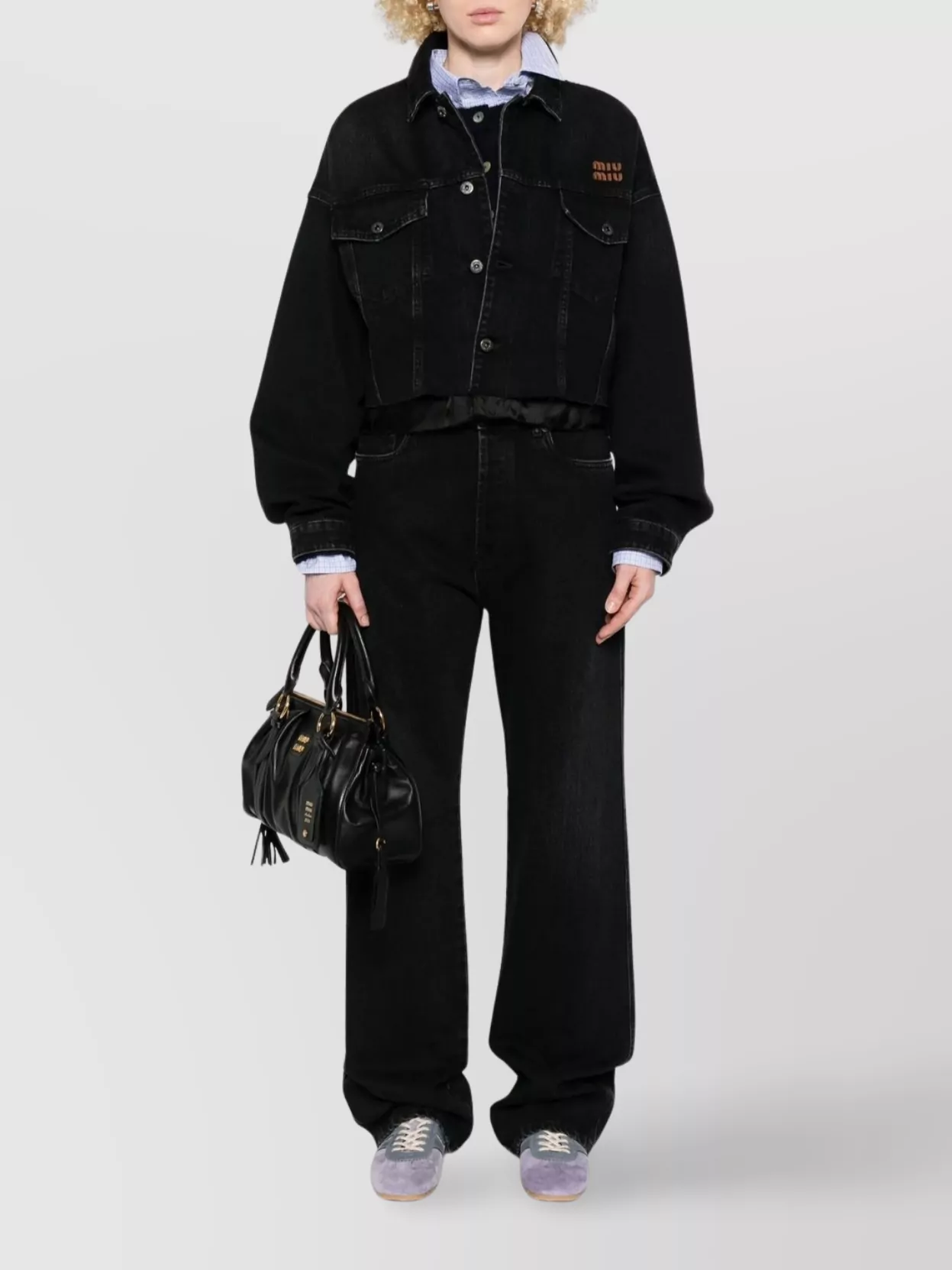 Miu Miu Straight Trousers With Back Pockets And Belt Loops In Black