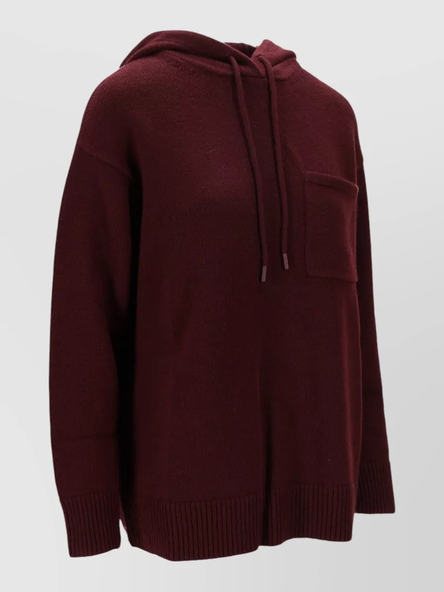 Max Mara Knit Top Tank Hood Ribbed Trims Pocket