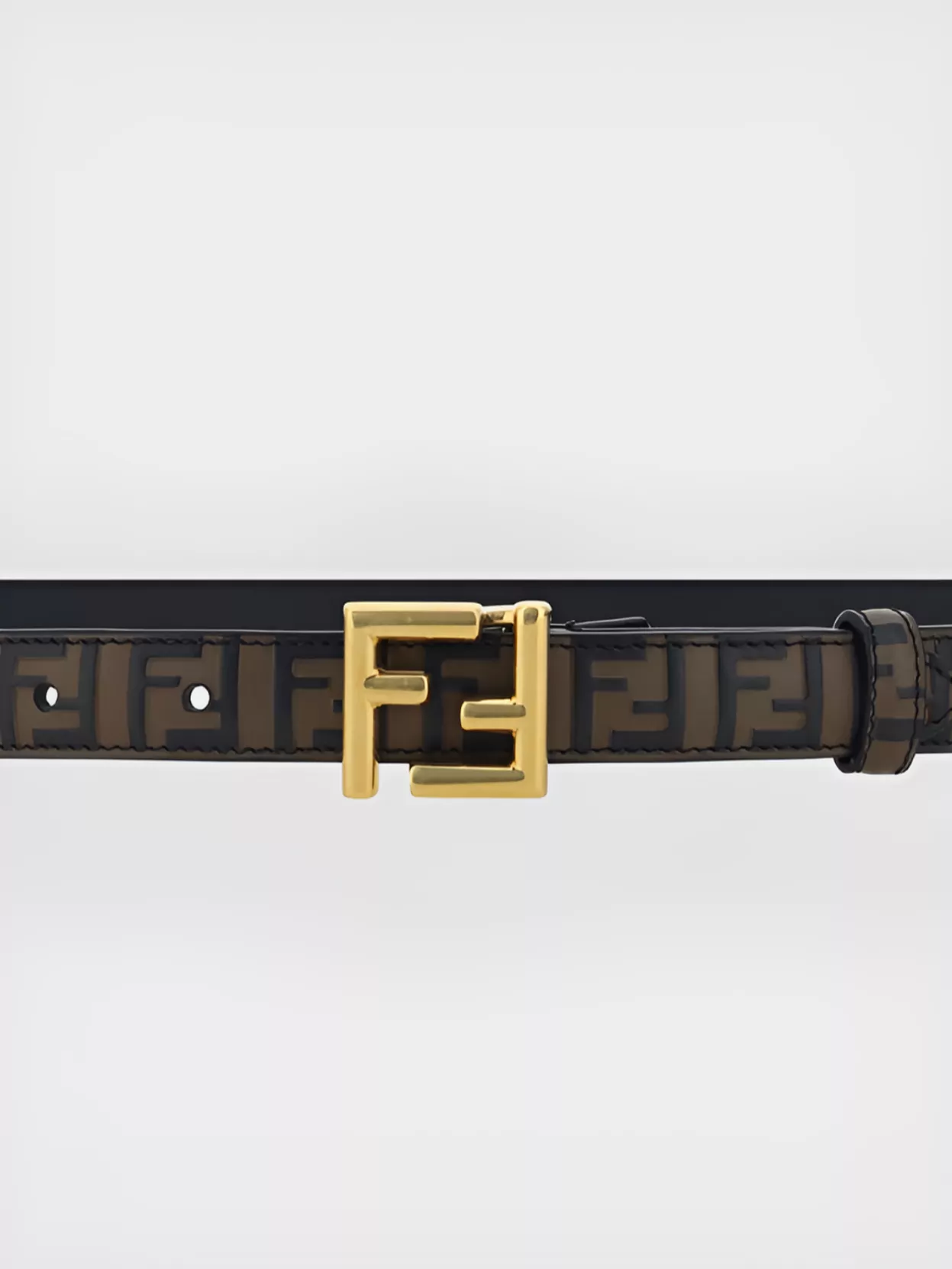 Fendi Monogram Leather Belt Gold Buckle