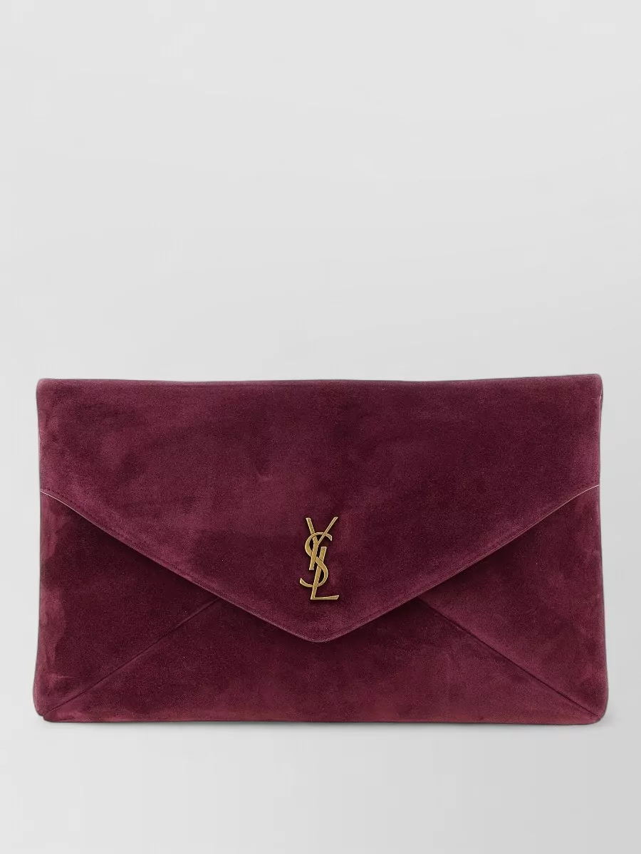 Saint Laurent Cassandre Maxi Suede Clutch Bag