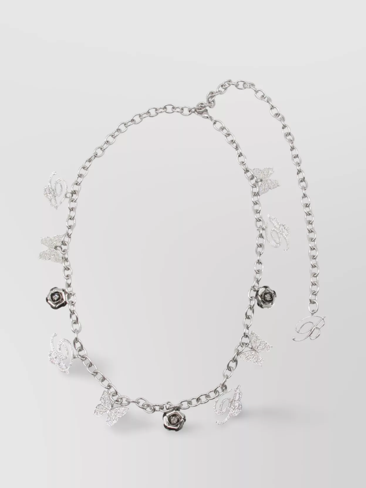 Blumarine Butterfly Initial Rose Charm Chain Belts In Metallic